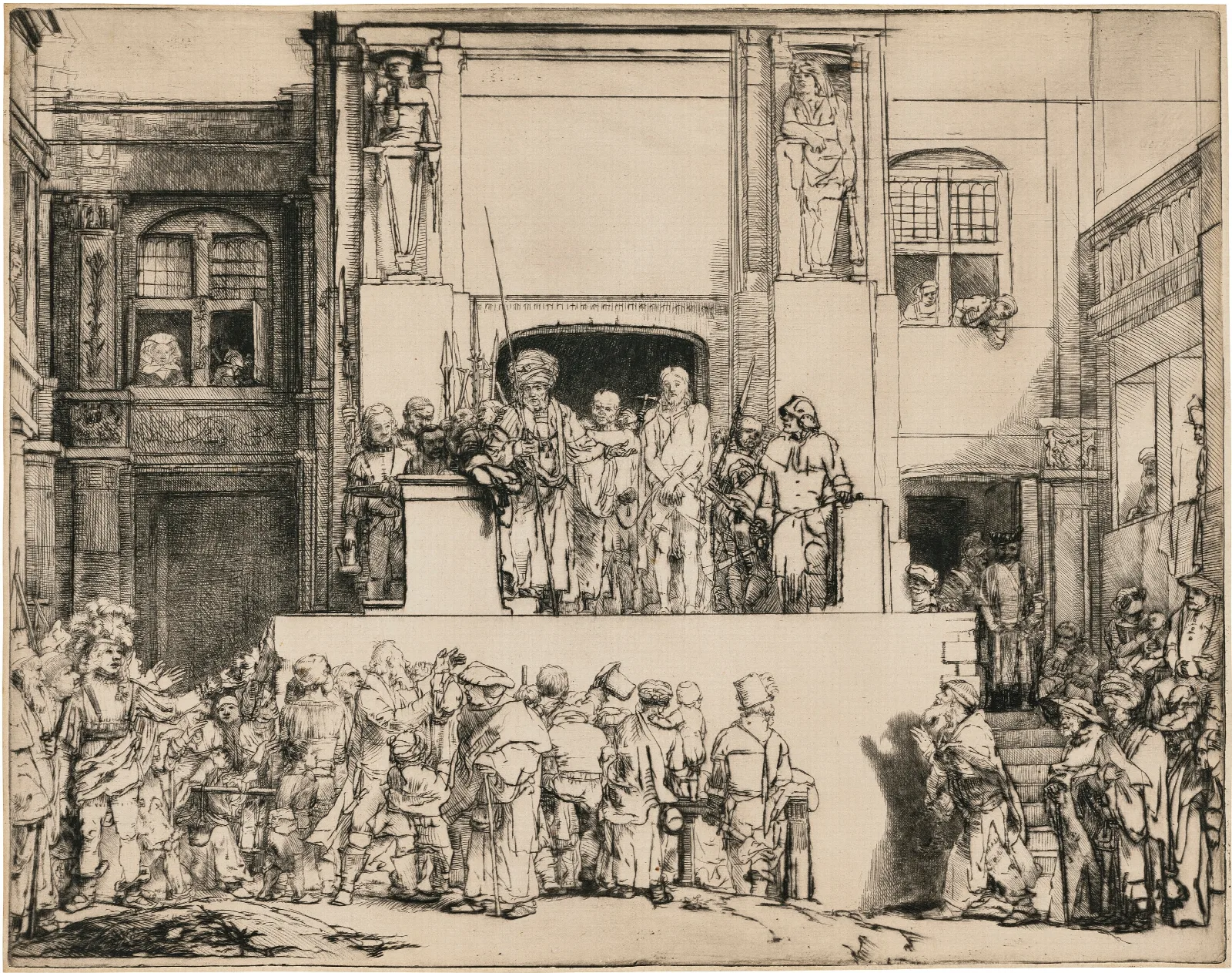 Christ Presented To The People Ecce Homo 3 Wall Art by Rembrandt van Rijn - Canvas Print