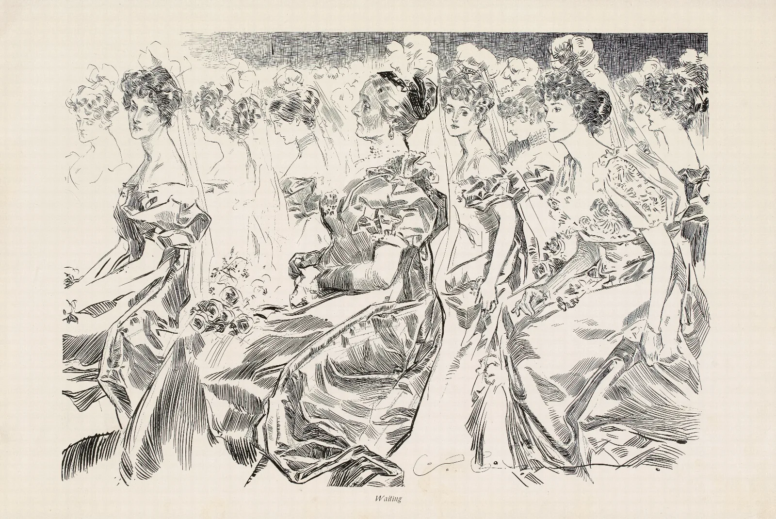 Waiting 13 Wall Art by Charles Dana Gibson - Canvas Print