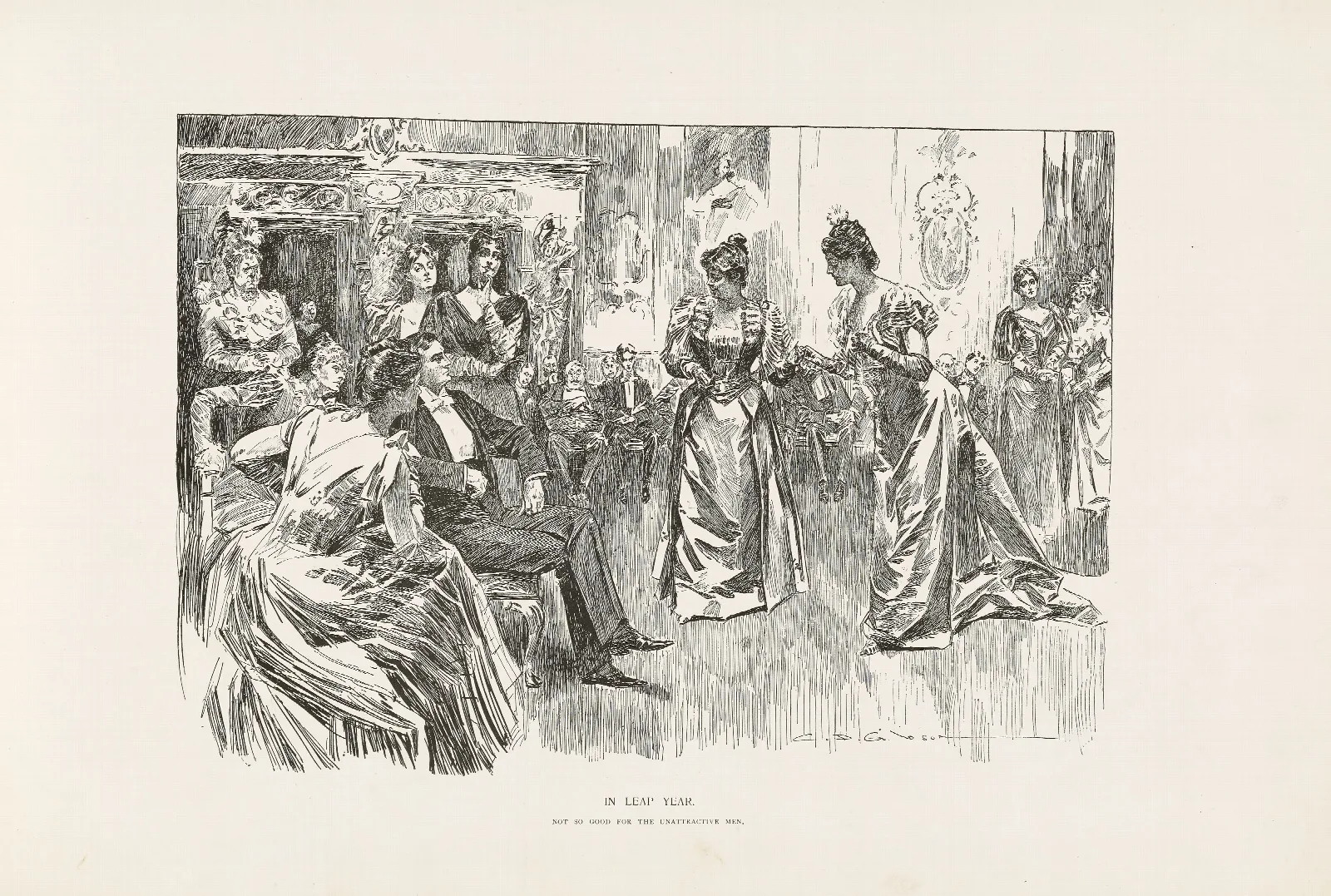 In Leap Year Not So Good For The Unattractive Men Wall Art by Charles Dana Gibson - Canvas Print