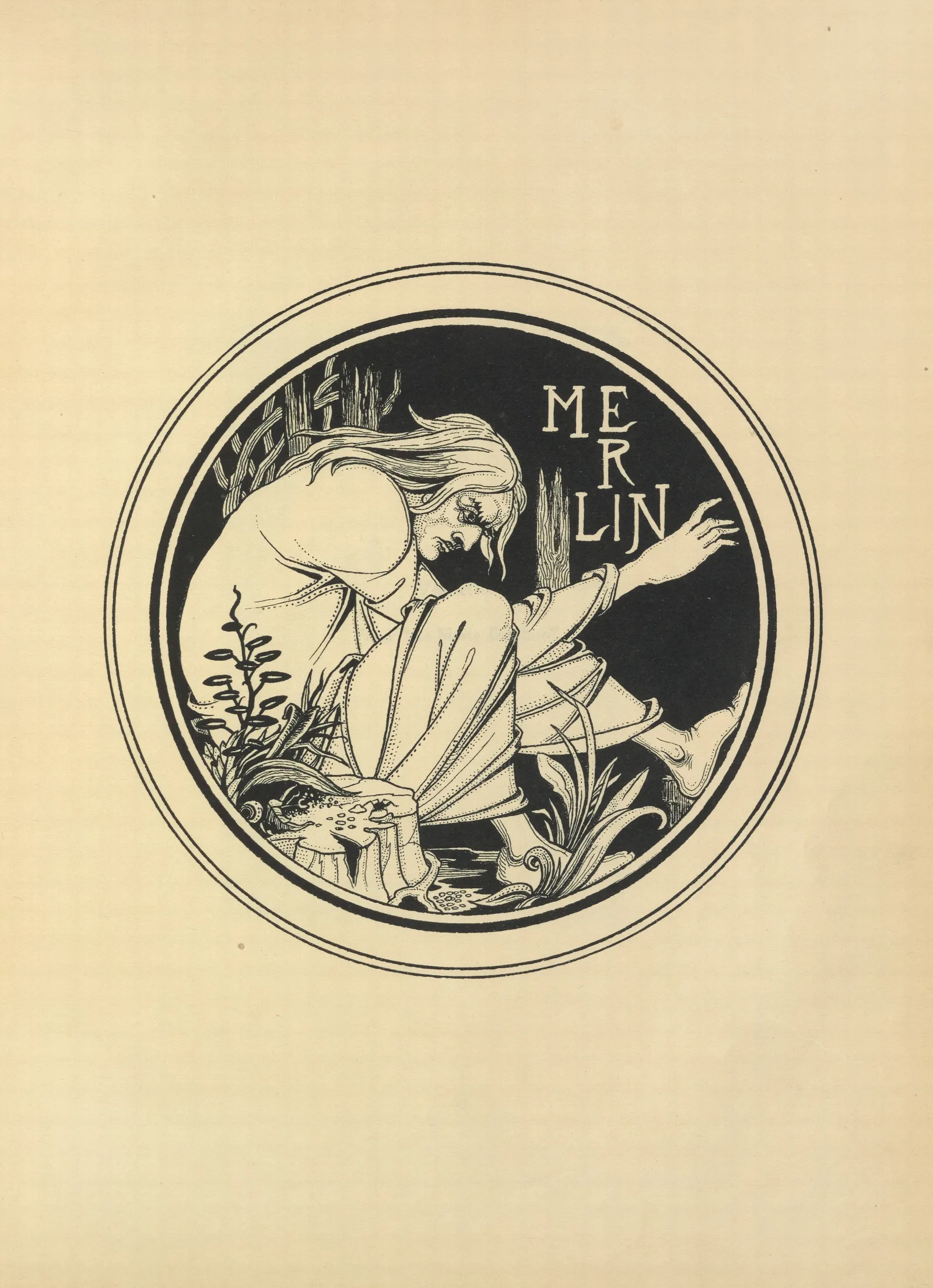 Merlin 2 Wall Art by Aubrey Vincent Beardsley - Canvas Print