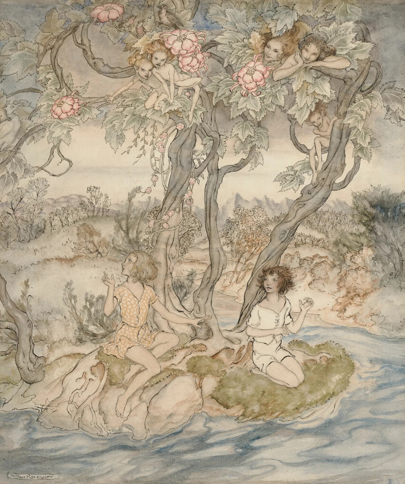 The Music Of The Stream Wall Art by Arthur Rackham - Canvas Print