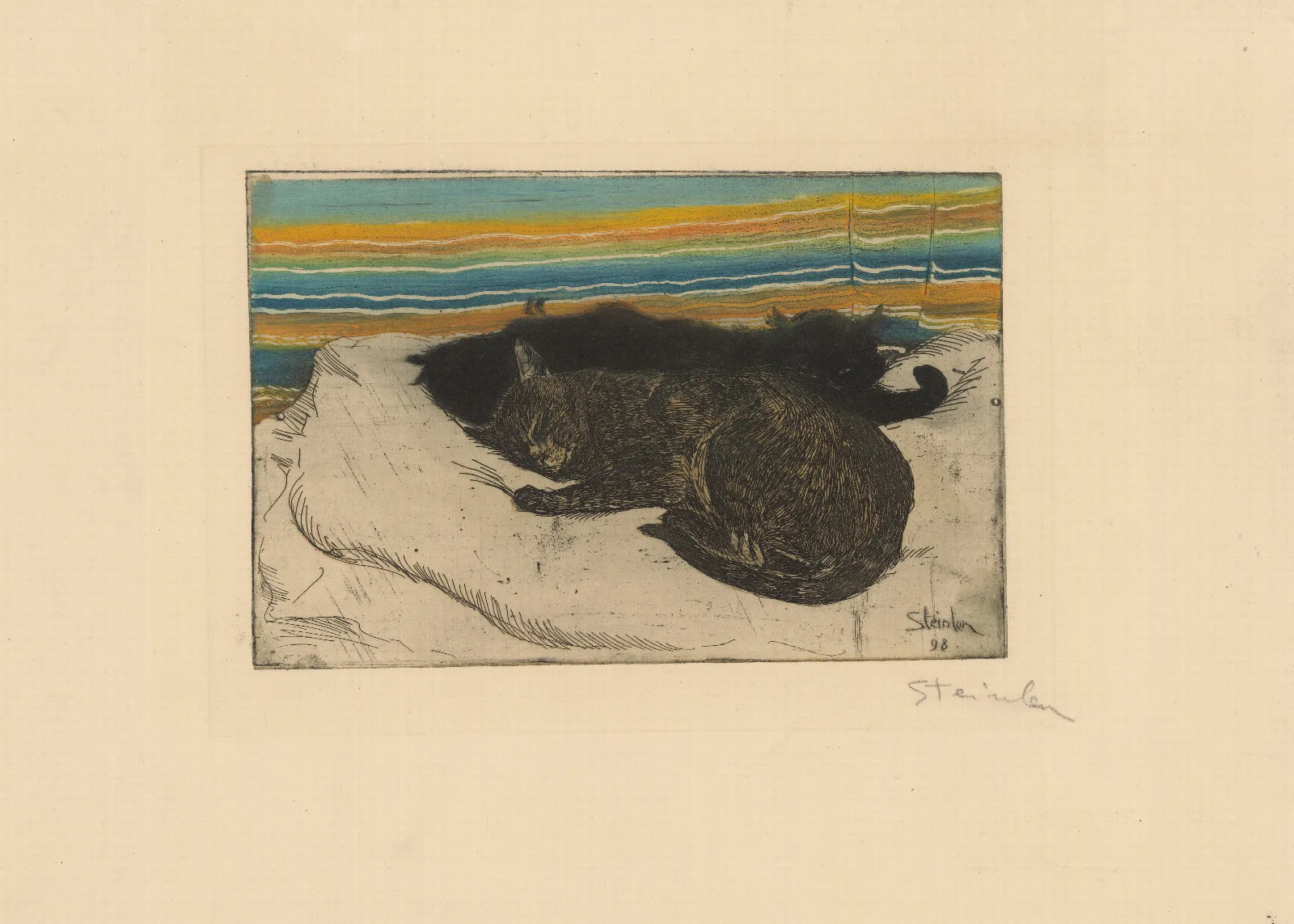 Deux Chats Sur Un Coussin Wall Art by Théophile Alexandre Steinlen - Canvas Print