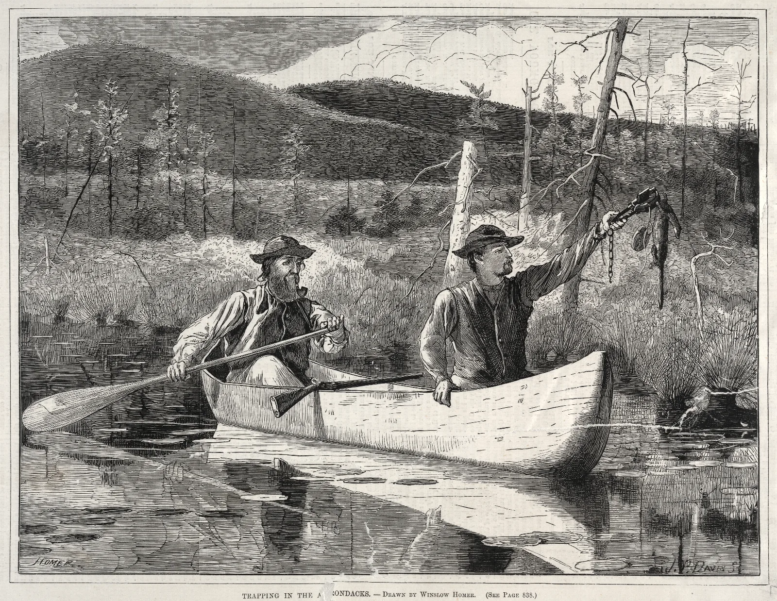 Trapping In The Adirondacks Wall Art by Winslow Homer - Canvas Print
