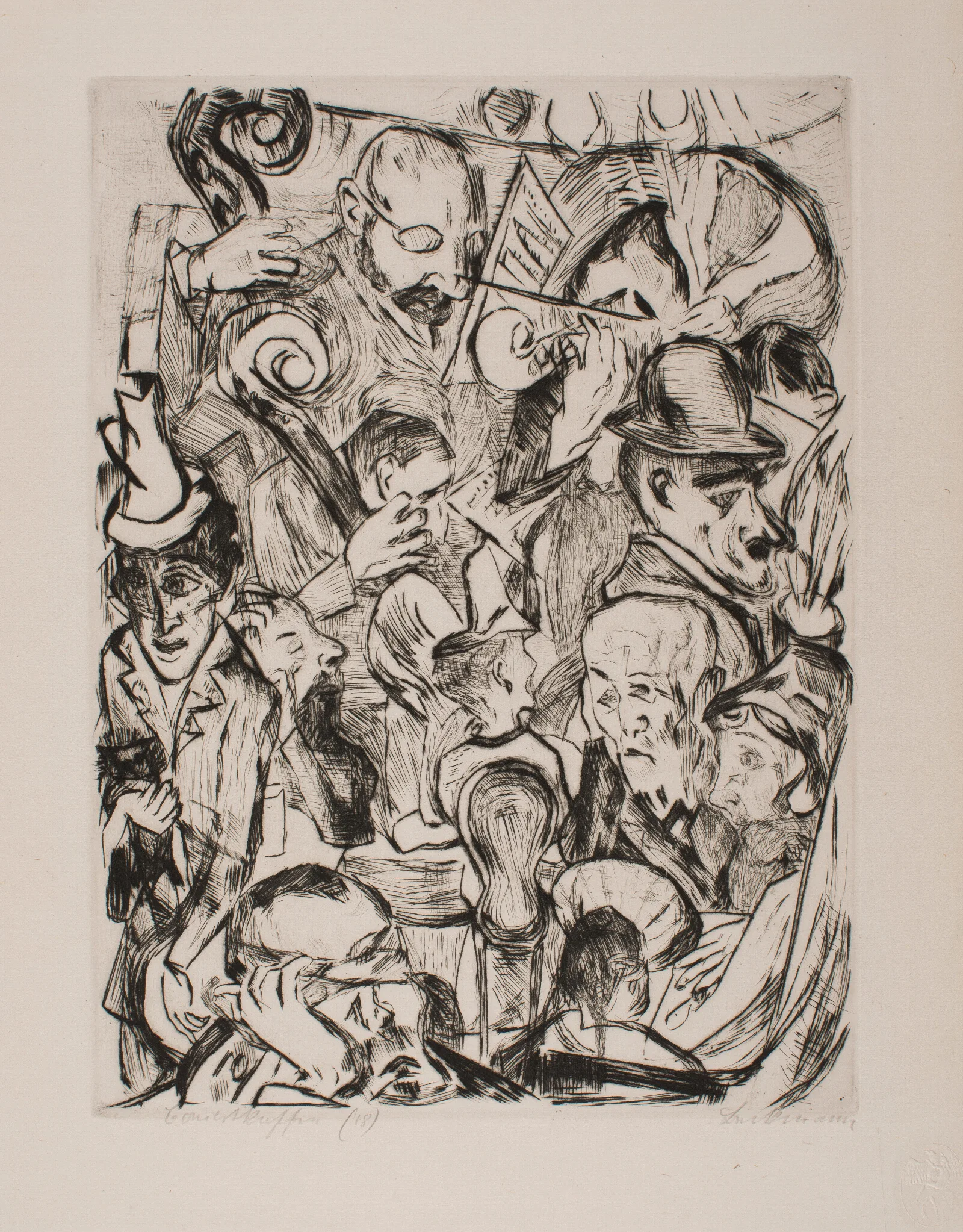 Cafe Music Plate 9 From The Portfolio Faces Wall Art by Max Beckmann - Canvas Print