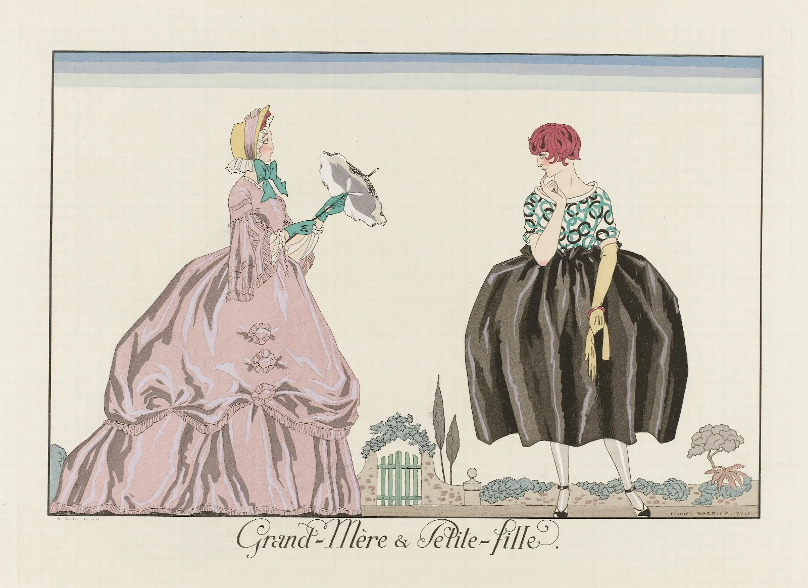 Grand Mere Petite Fille 2 Wall Art by George Barbier - Canvas Print