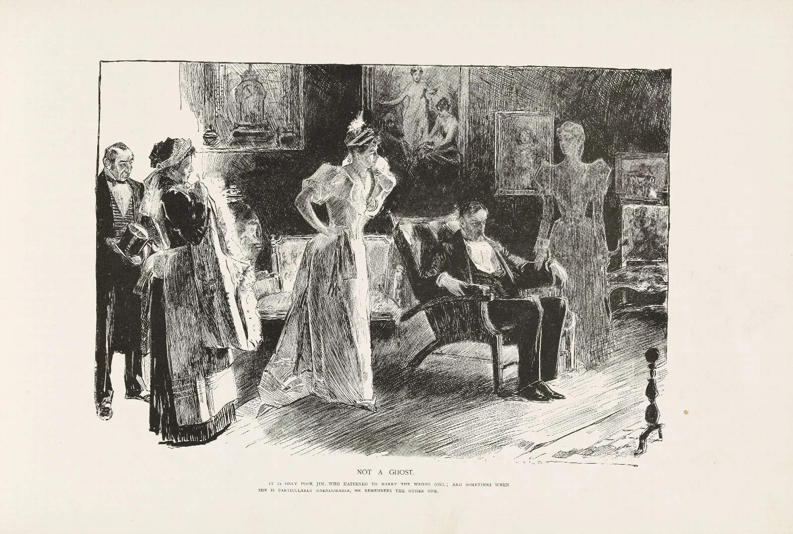 Not A Ghost Wall Art by Charles Dana Gibson - Canvas Print