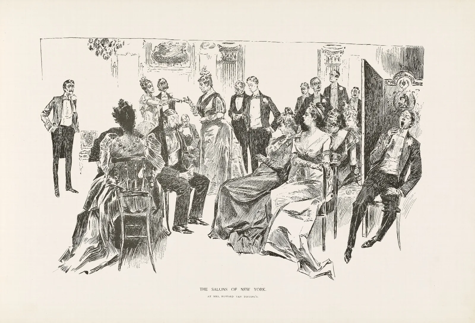 The Salons Of New York At Mrs Howard Van Toppings Wall Art by Charles Dana Gibson - Canvas Print