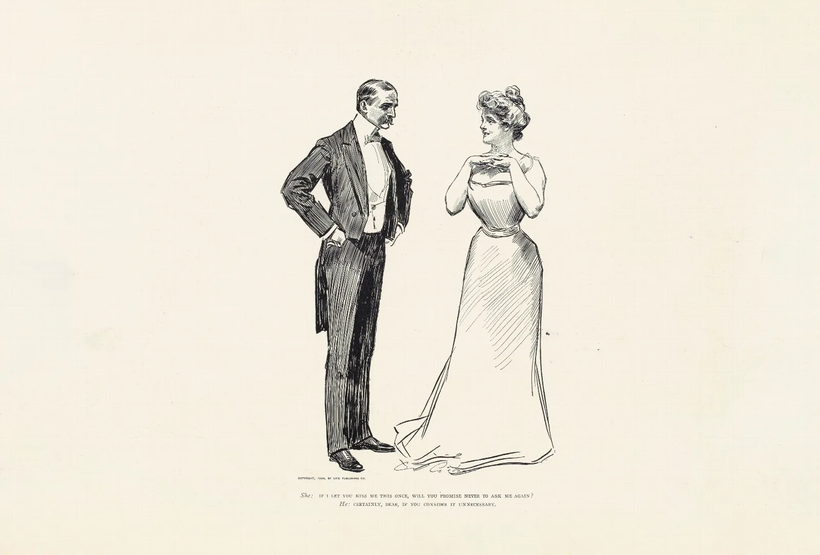 She If I Let You Kiss Me This Once Will You Promise Never To Ask Me Again Wall Art by Charles Dana Gibson - Canvas Print