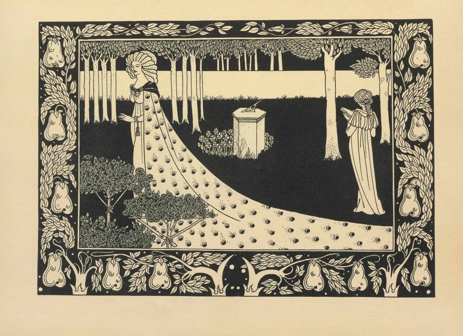 La Beale Isoud At Joyous Gard From Le Morte Darthur Wall Art by Aubrey Vincent Beardsley - Canvas Print