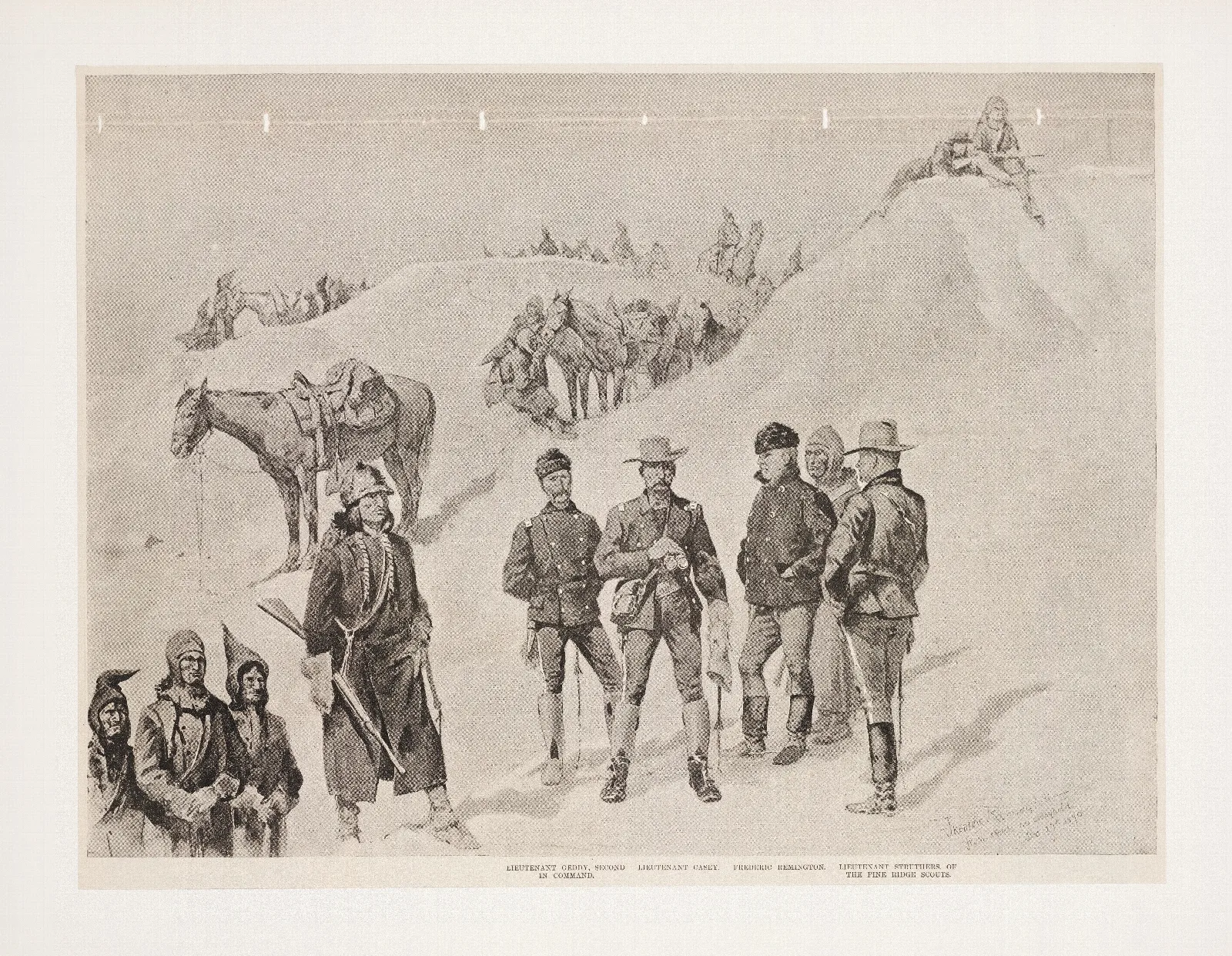 Lieutenant Caseys Last Scout Watching The Hostiles From The Bluffs Of The Stronghold Wall Art by Frederic Remington - Canvas Print