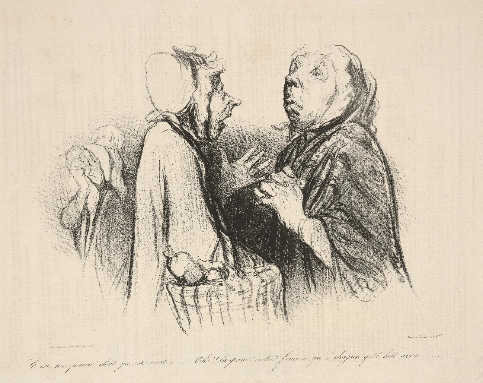 Its His Poor Cat Who Had Died Wall Art by Honoré Daumier - Canvas Print