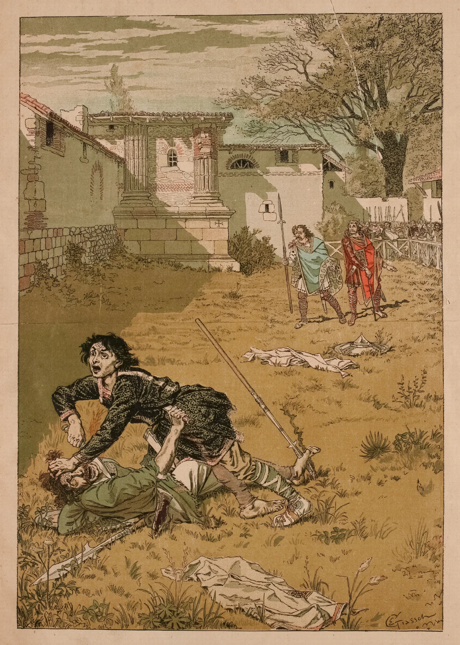 Le Duel Et Lescrime Un Duel Judiciaire Au Vie Siecle Wall Art by Eugène Grasset - Canvas Print