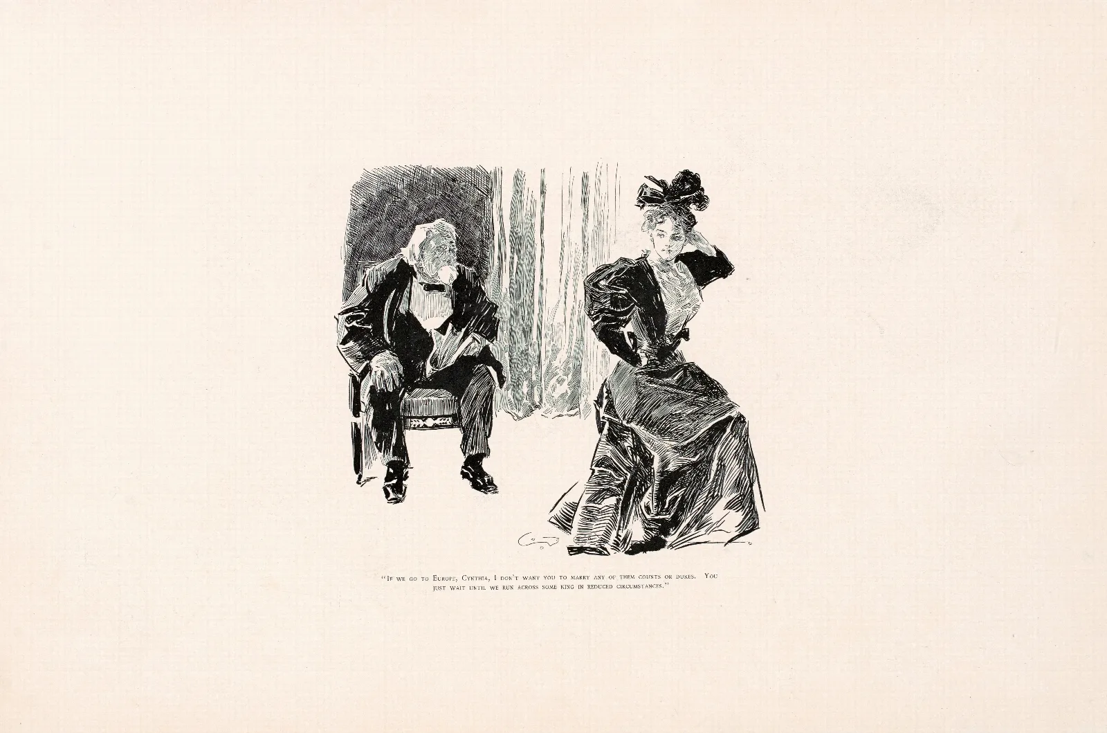 If We Go To Europe Cynthia Wall Art by Charles Dana Gibson - Canvas Print