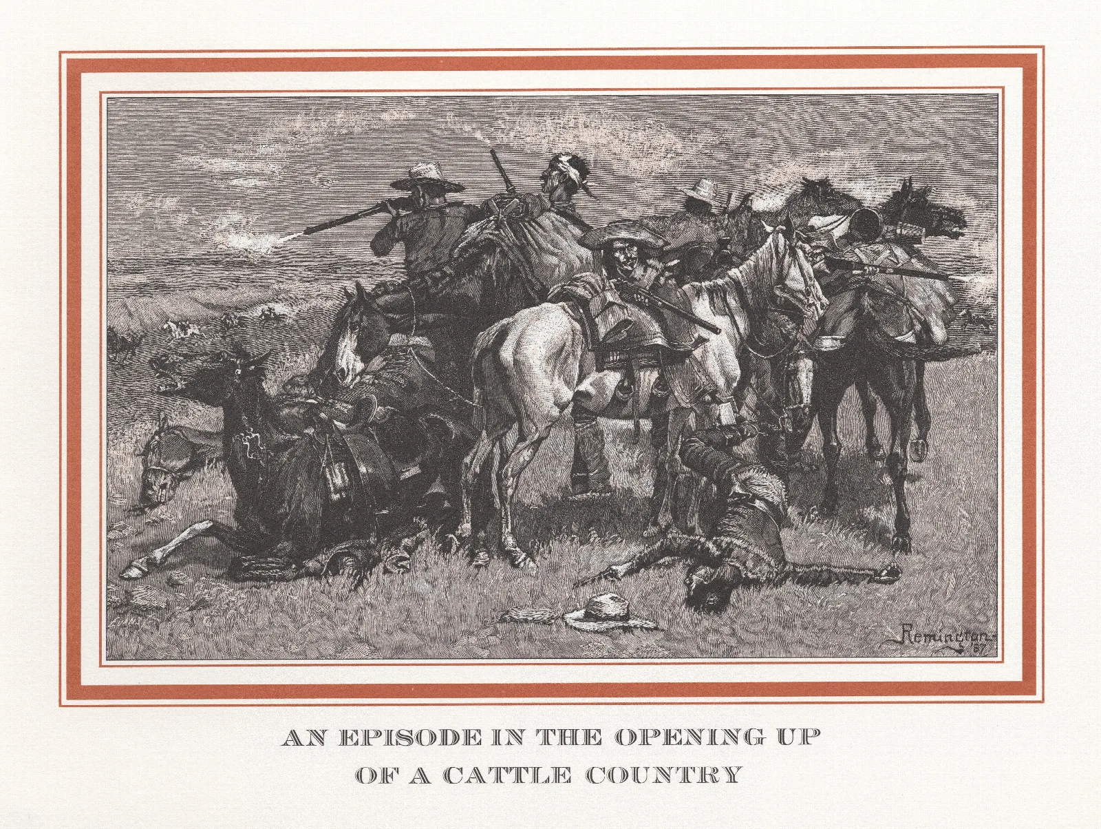An Episode In The Opening Up Of A Cattle Country Wall Art by Frederic Remington - Canvas Print