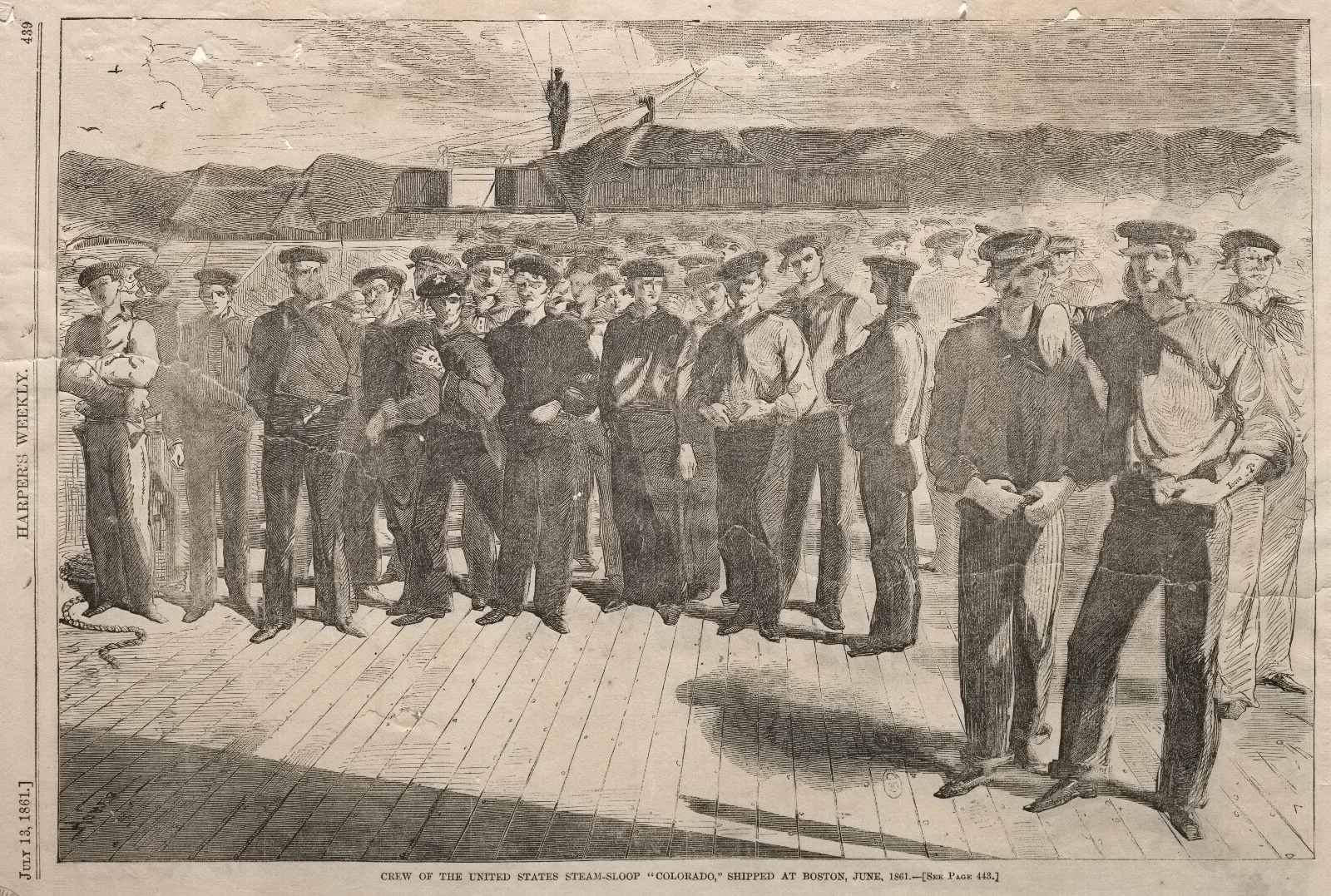 Crew Of The United States Steam Sloop Colorado Shipped At Boston June 1861 Wall Art by Winslow Homer - Canvas Print