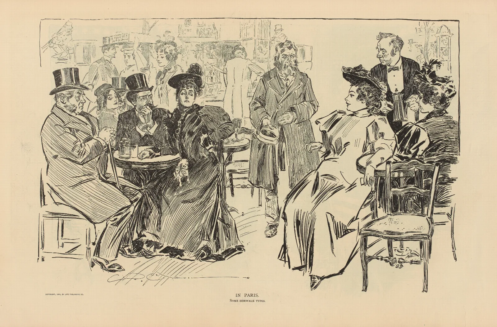 In Paris Some Sidewalk Types 2 Wall Art by Charles Dana Gibson - Canvas Print