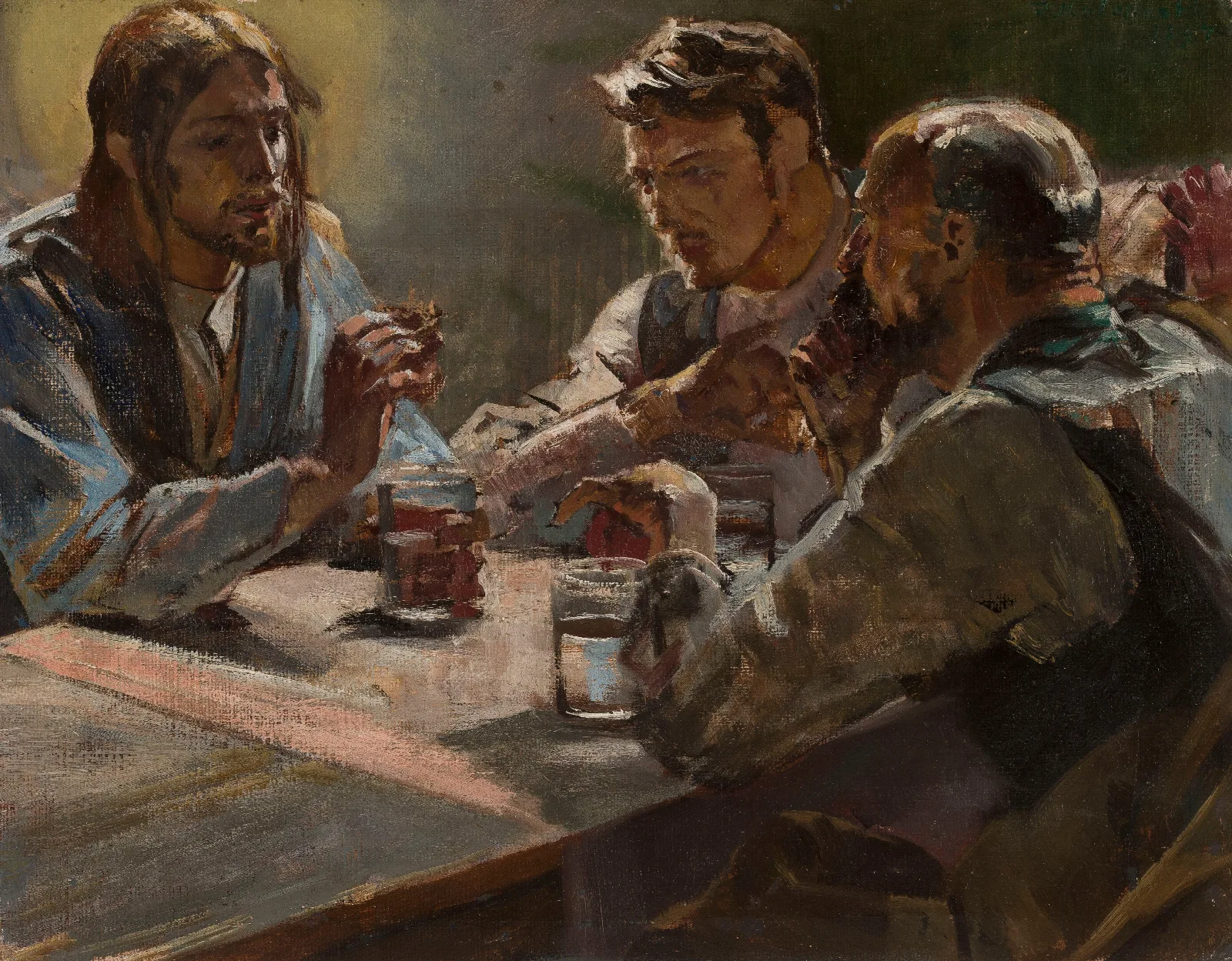 Christ In Emmaus Wall Art by Jacek Malczewski - Canvas Print
