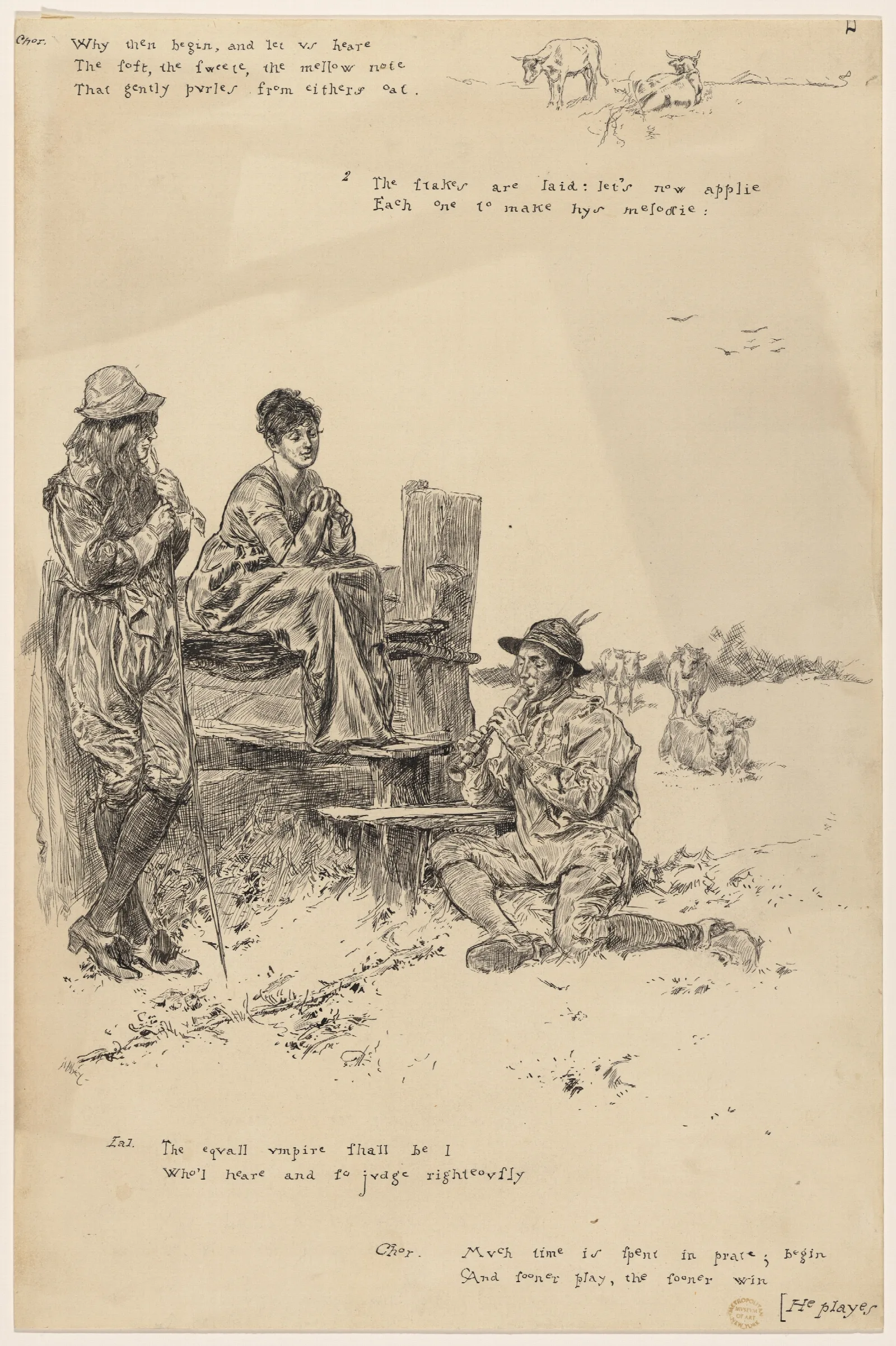Why Then Begin Illustration To A Bucolick Or Discourse Of Neatherds Wall Art by Edwin Austin Abbey - Canvas Print