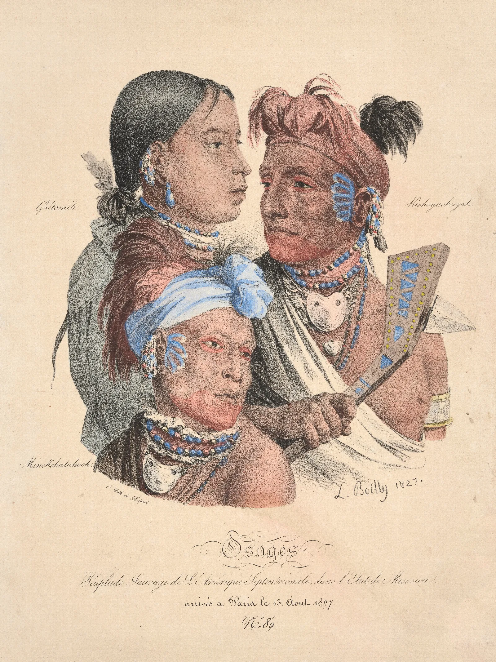 Osages Primitive Tribes Of North America In The State Of Missouri Wall Art by Louis-Léopold Boilly - Canvas Print