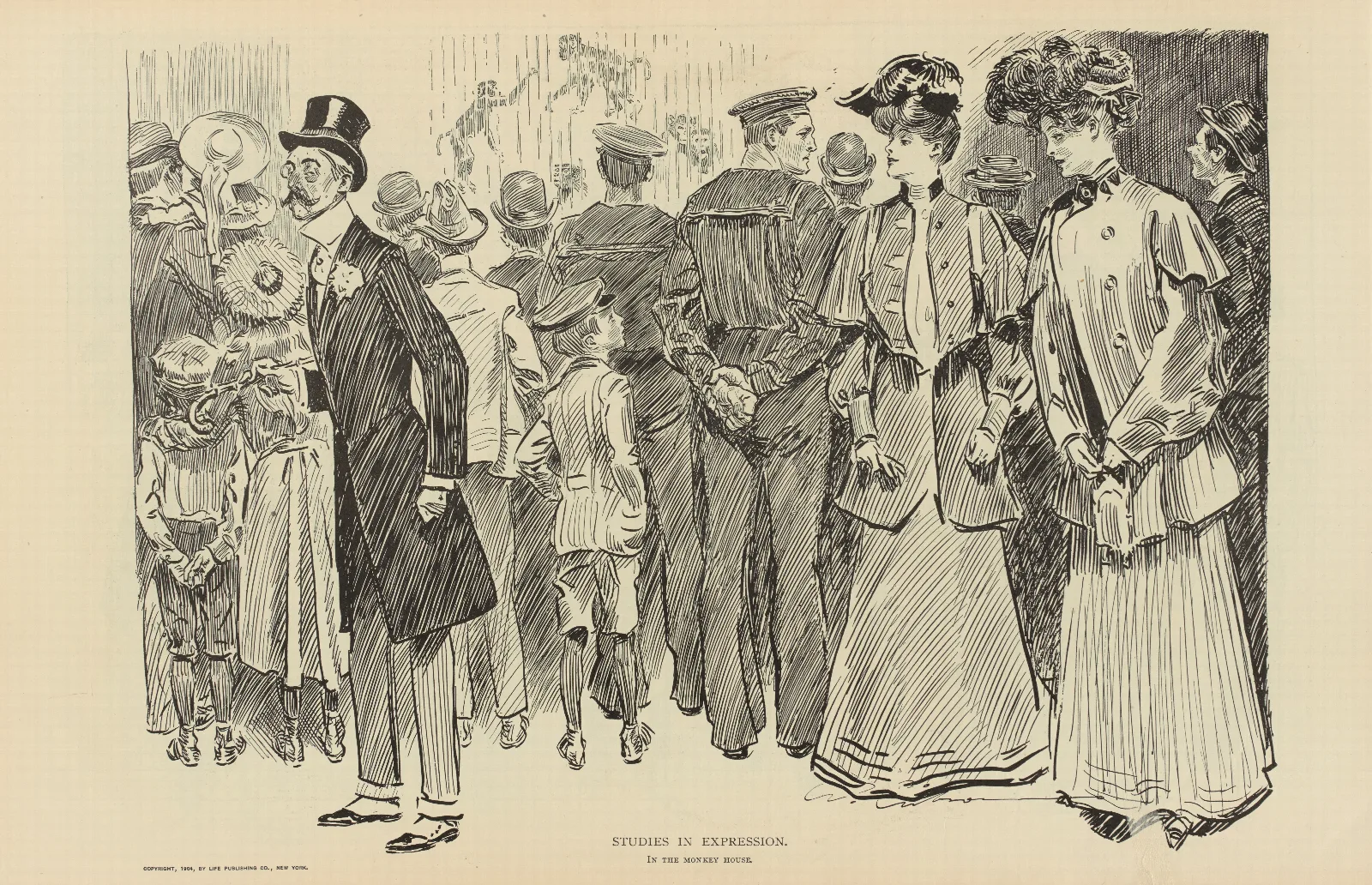 Studies In Expression In The Monkey House Wall Art by Charles Dana Gibson - Canvas Print