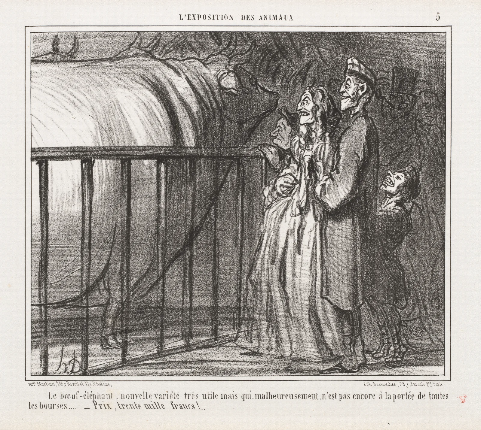 The Ox Elephant A New And Very Promising Breed Wall Art by Honoré Daumier - Canvas Print