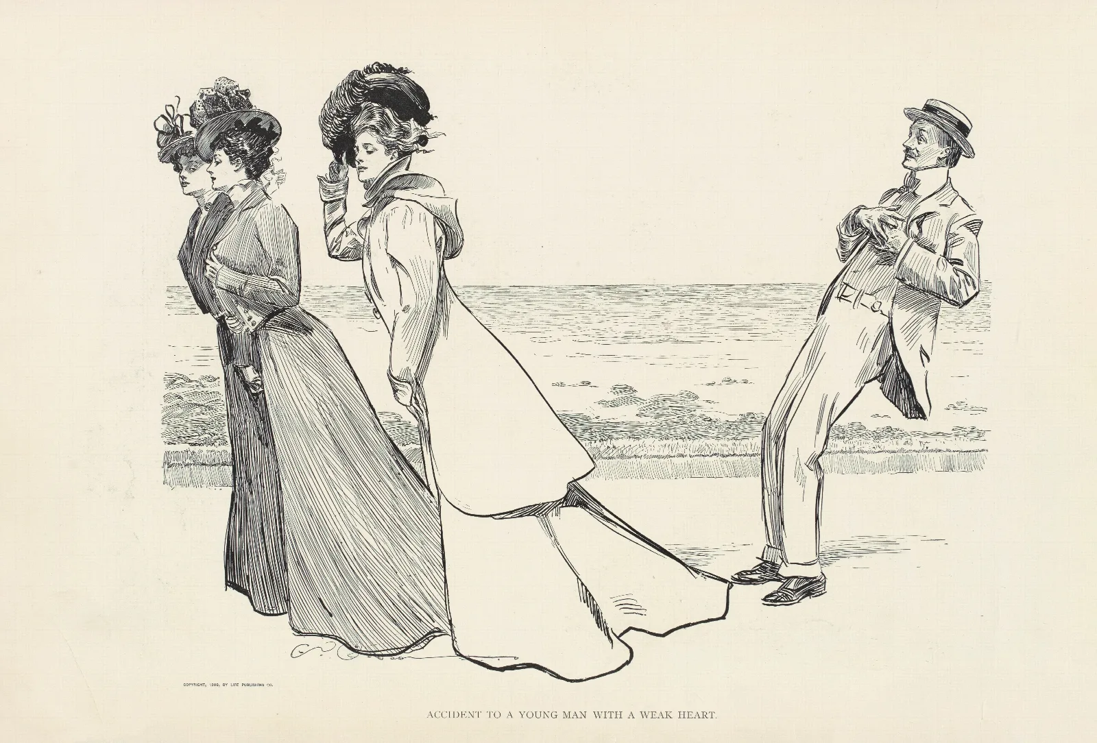 Accident To A Young Man With A Weak Heart Wall Art by Charles Dana Gibson - Canvas Print