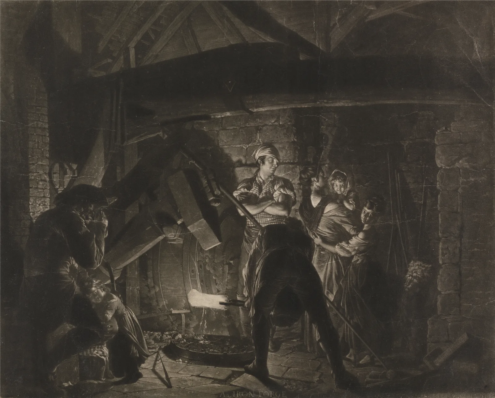 An Iron Forge Wall Art by Joseph Wright of Derby - Canvas Print