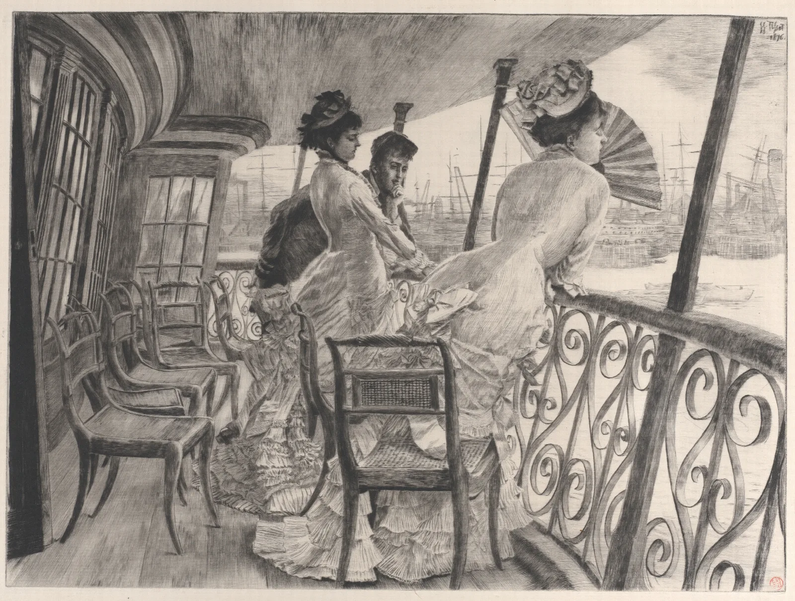 The Gallery Of H M S Calcutta Souvenir Of A Ball On Shipboard Wall Art by James Tissot - Canvas Print