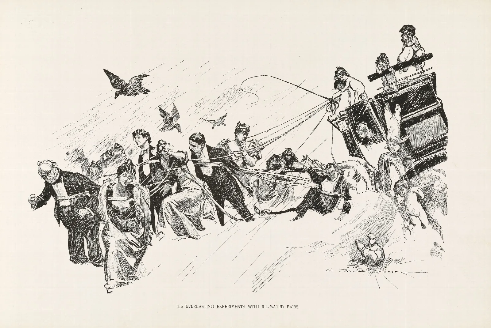 His Everlasting Experiments With Ill Mated Pairs Wall Art by Charles Dana Gibson - Canvas Print