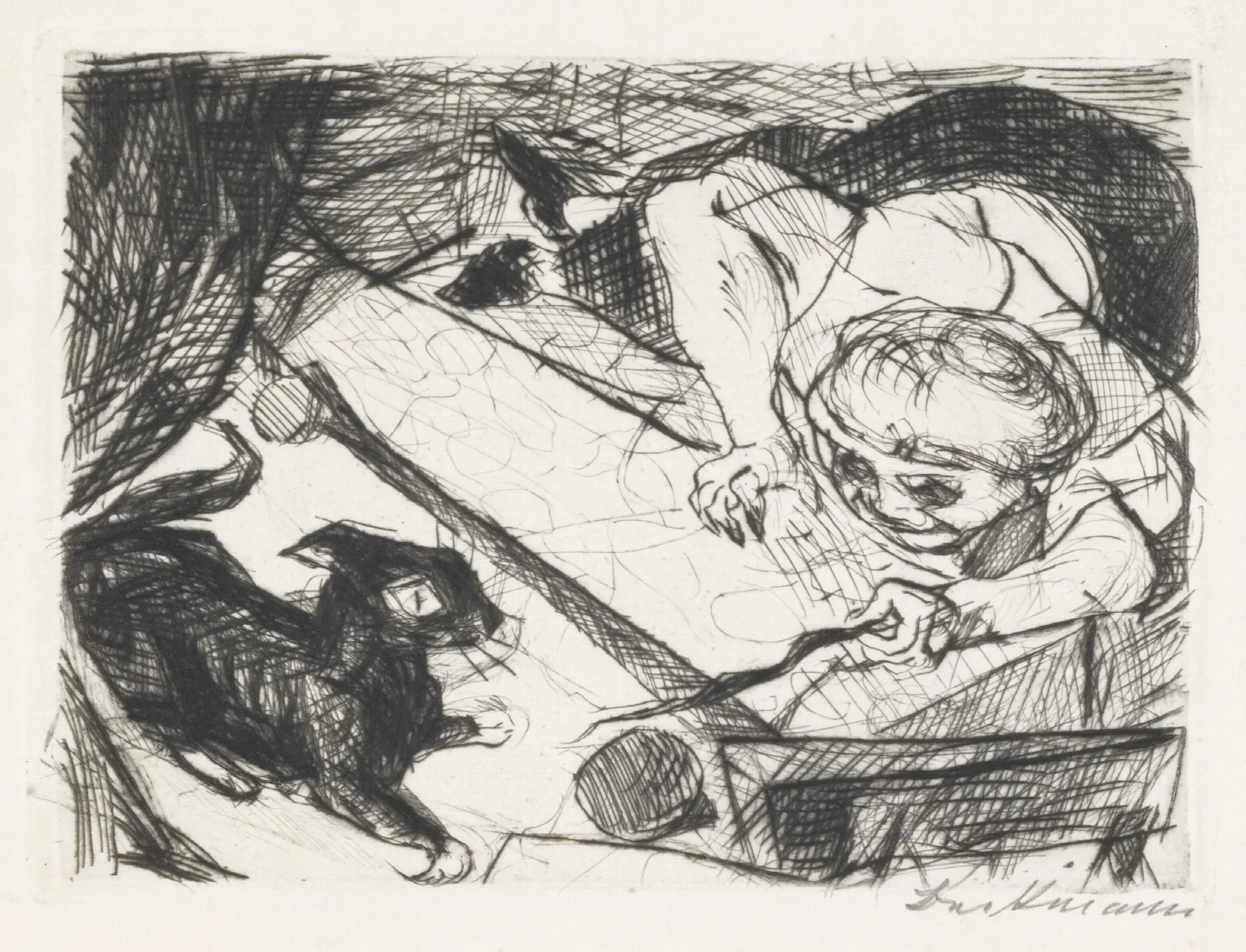 Young Woman With Cat Wall Art by Max Beckmann - Canvas Print