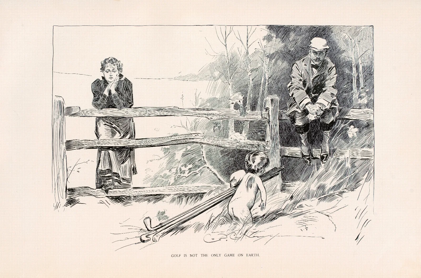 Golf Is Not The Only Game On Earth Wall Art by Charles Dana Gibson - Canvas Print