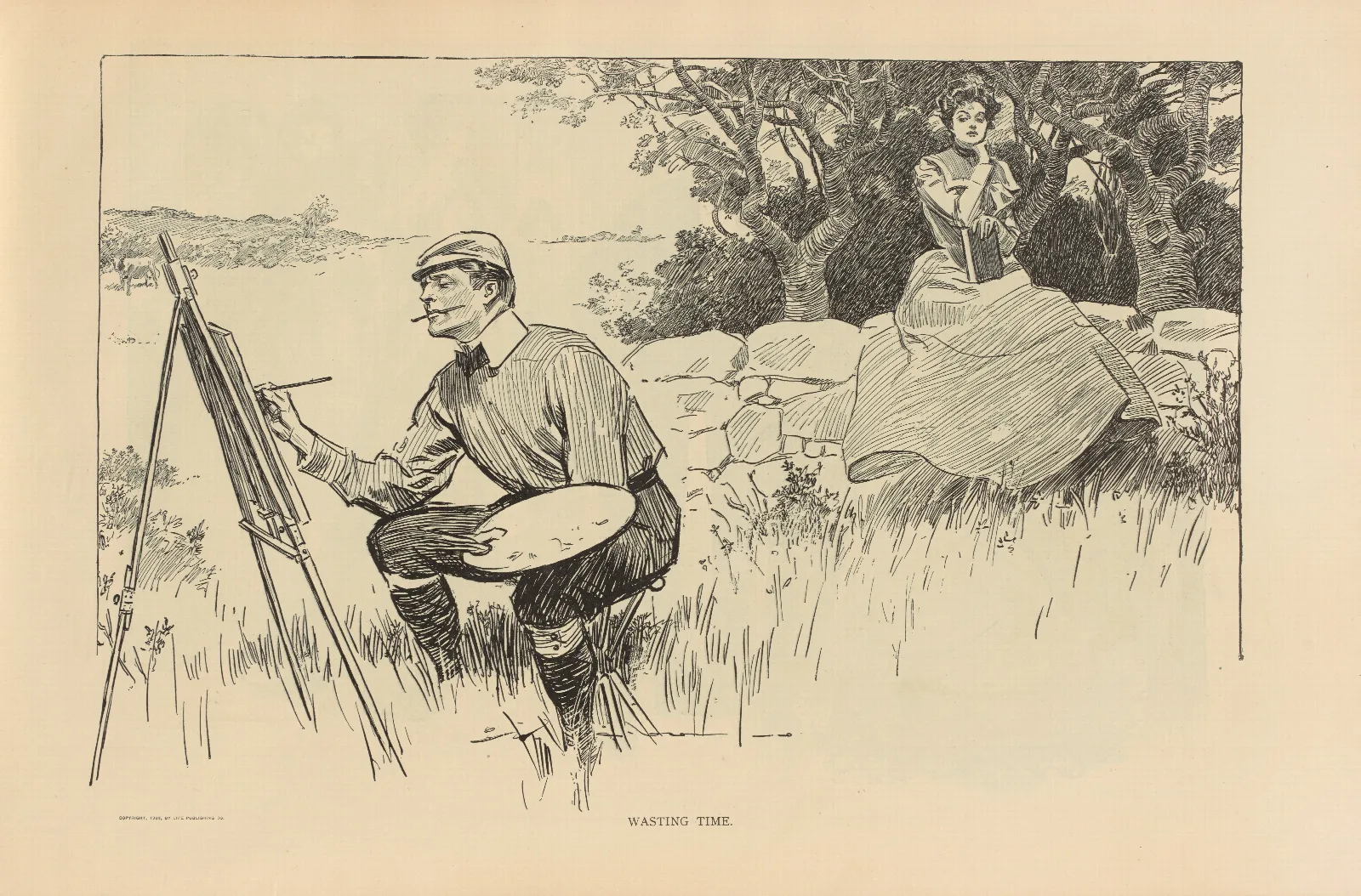 Wasting Time 2 Wall Art by Charles Dana Gibson - Canvas Print