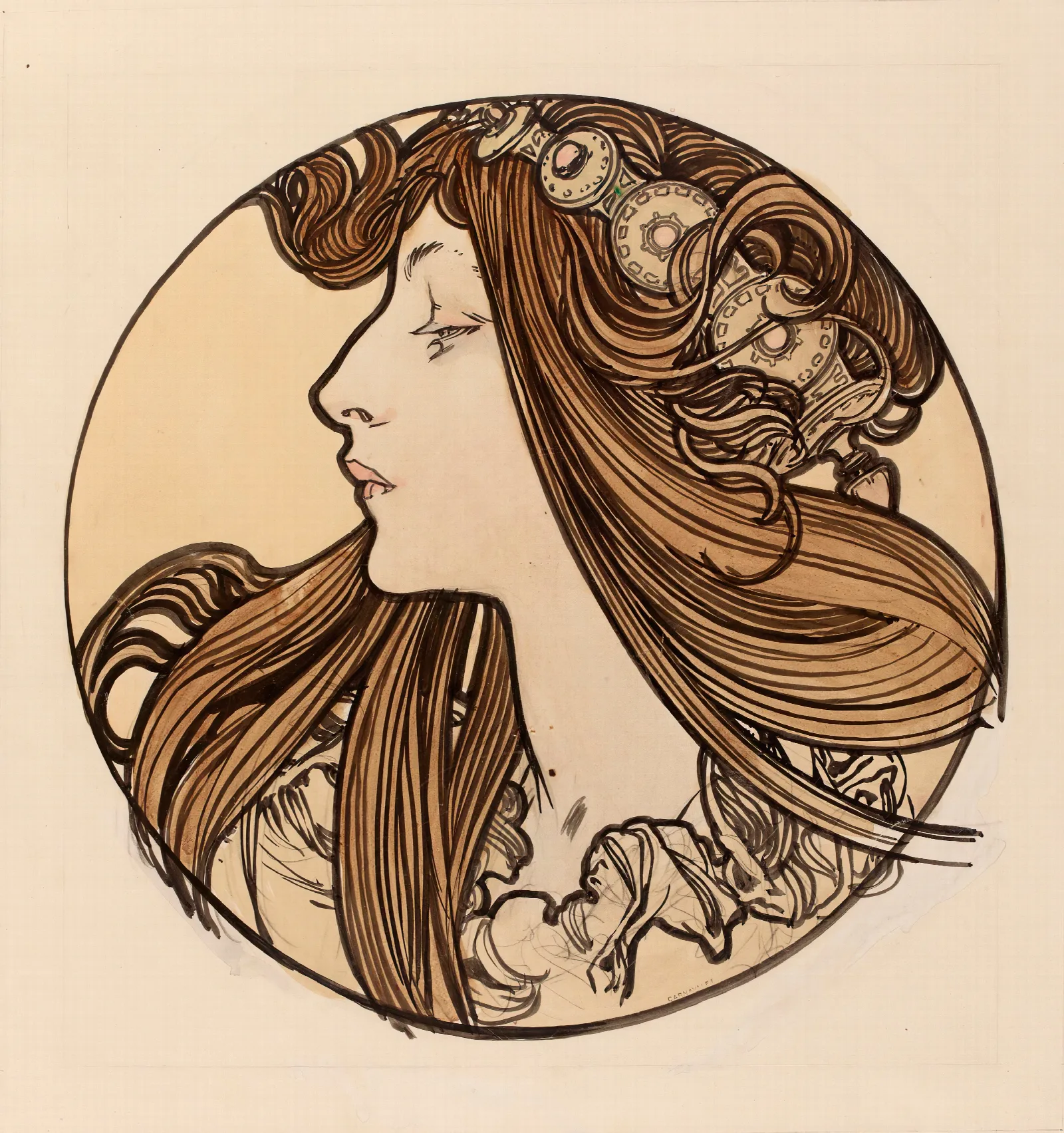 Vitrail Pour La Facade De La Boutique Fouquet 9 Wall Art by Alphonse Mucha - Canvas Print