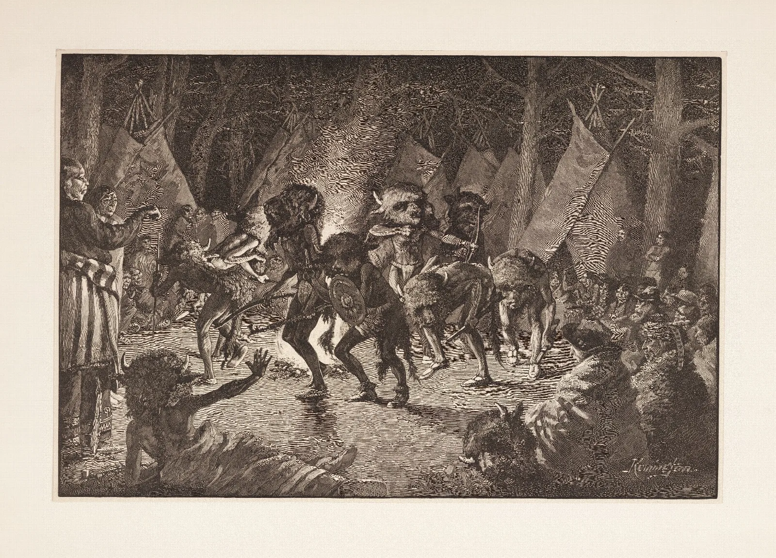 The Buffalo Dance Wall Art by Frederic Remington - Canvas Print