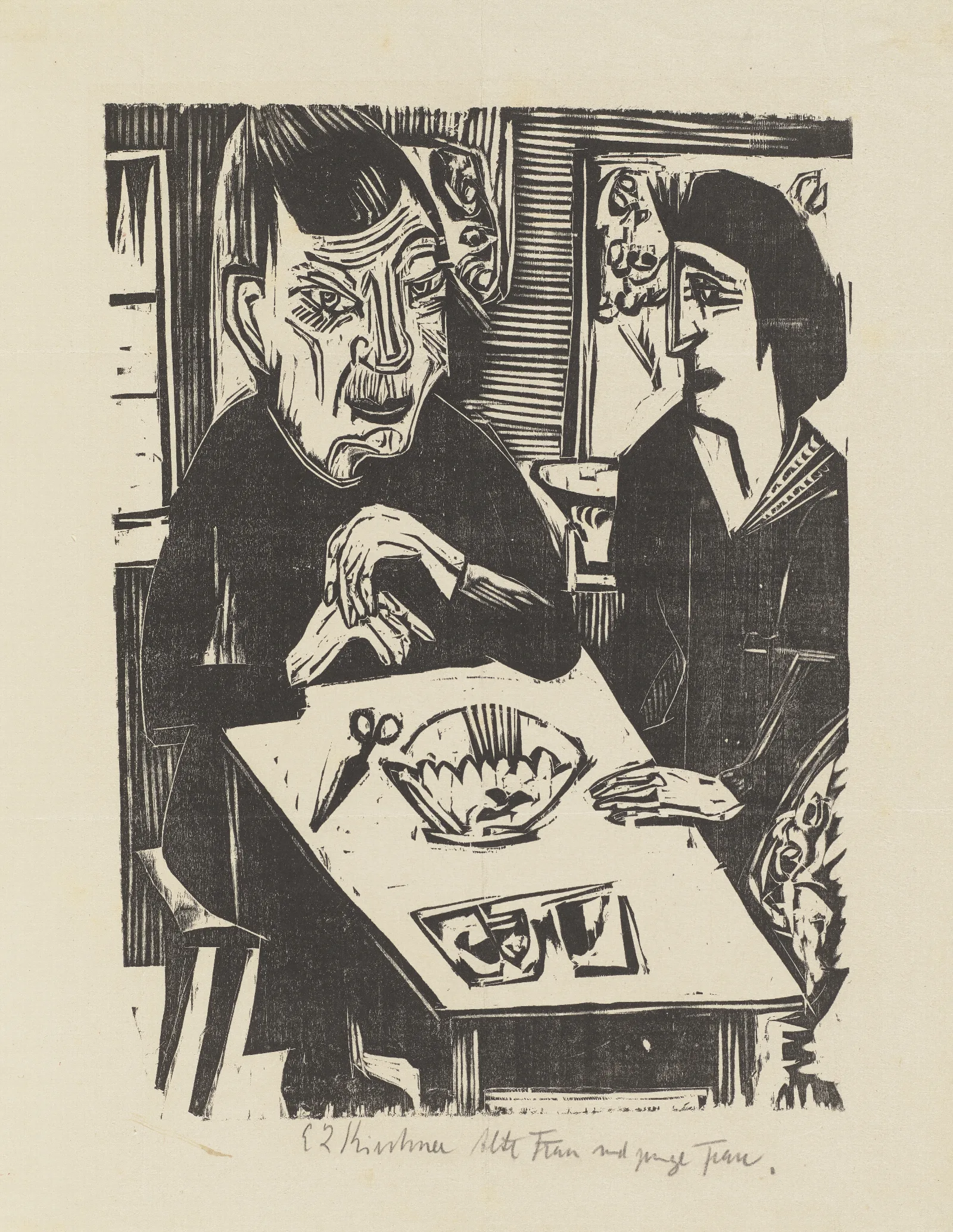 Alte Und Junge Frau Wall Art by Ernst Ludwig Kirchner - Canvas Print
