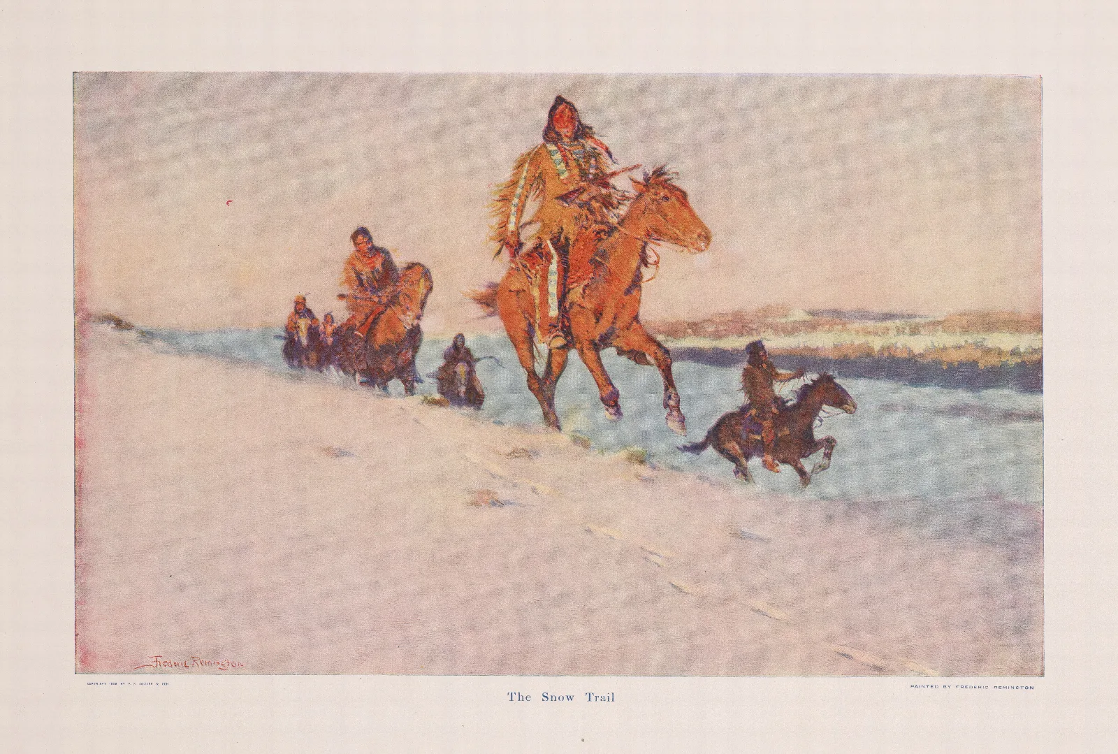 The Snow Trail Wall Art by Frederic Remington - Canvas Print