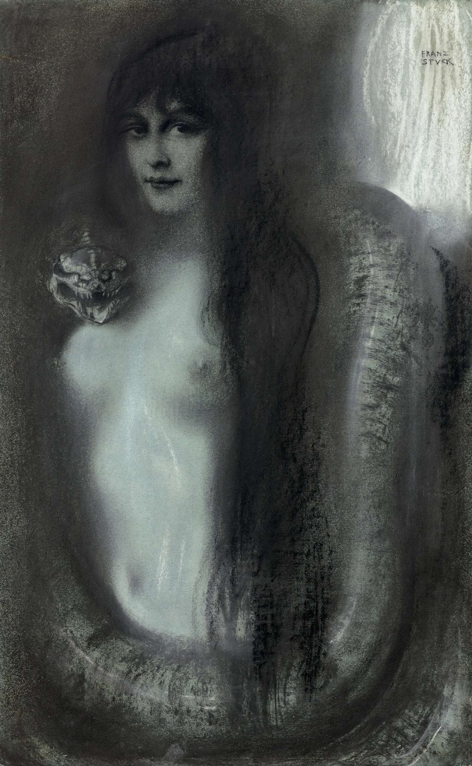 Die Sunde The Sin Wall Art by Franz von Stuck - Canvas Print