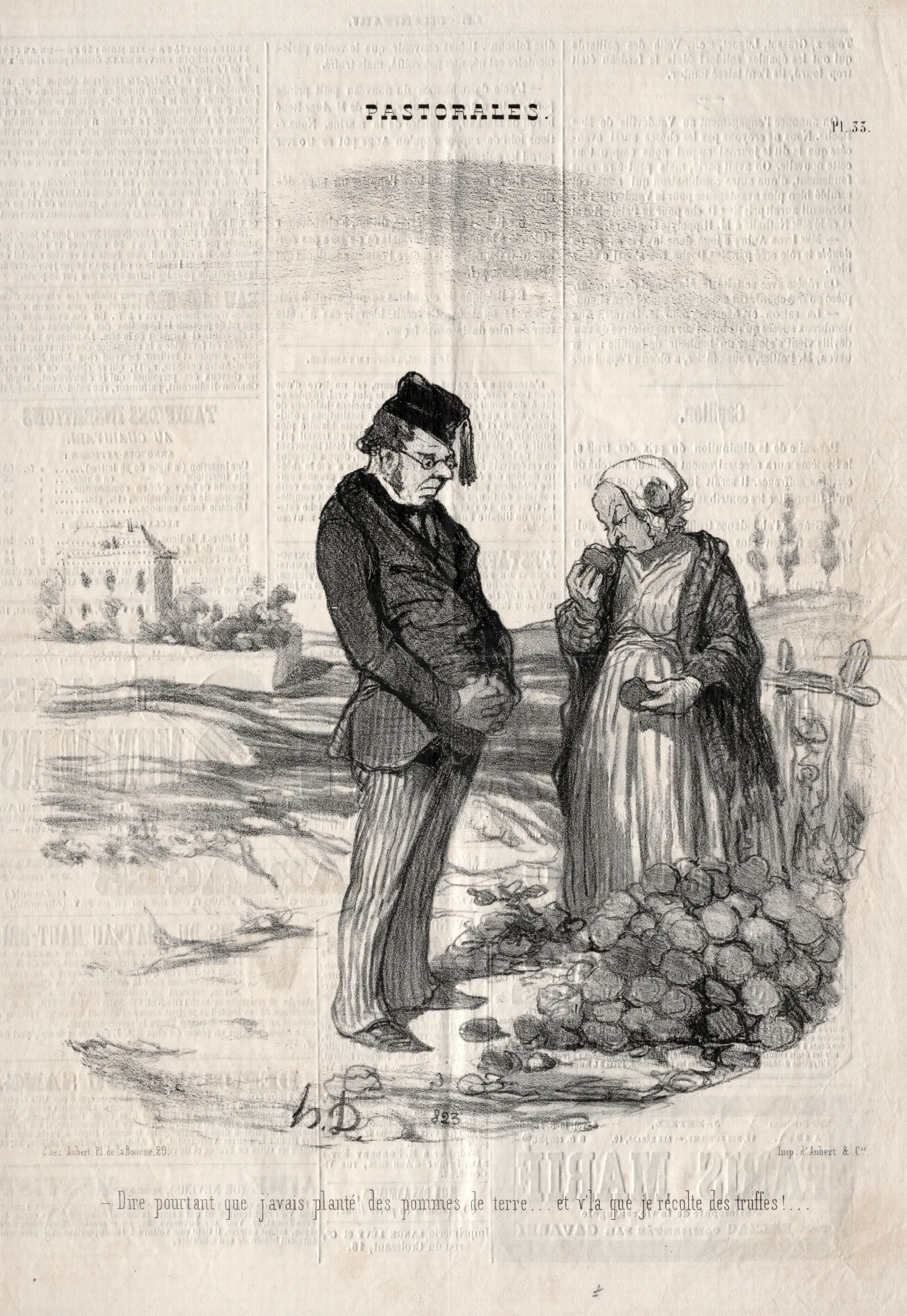 How Strange I Had Planted Potatoes And Here I Am Harvesting Truffles Wall Art by Honoré Daumier - Canvas Print