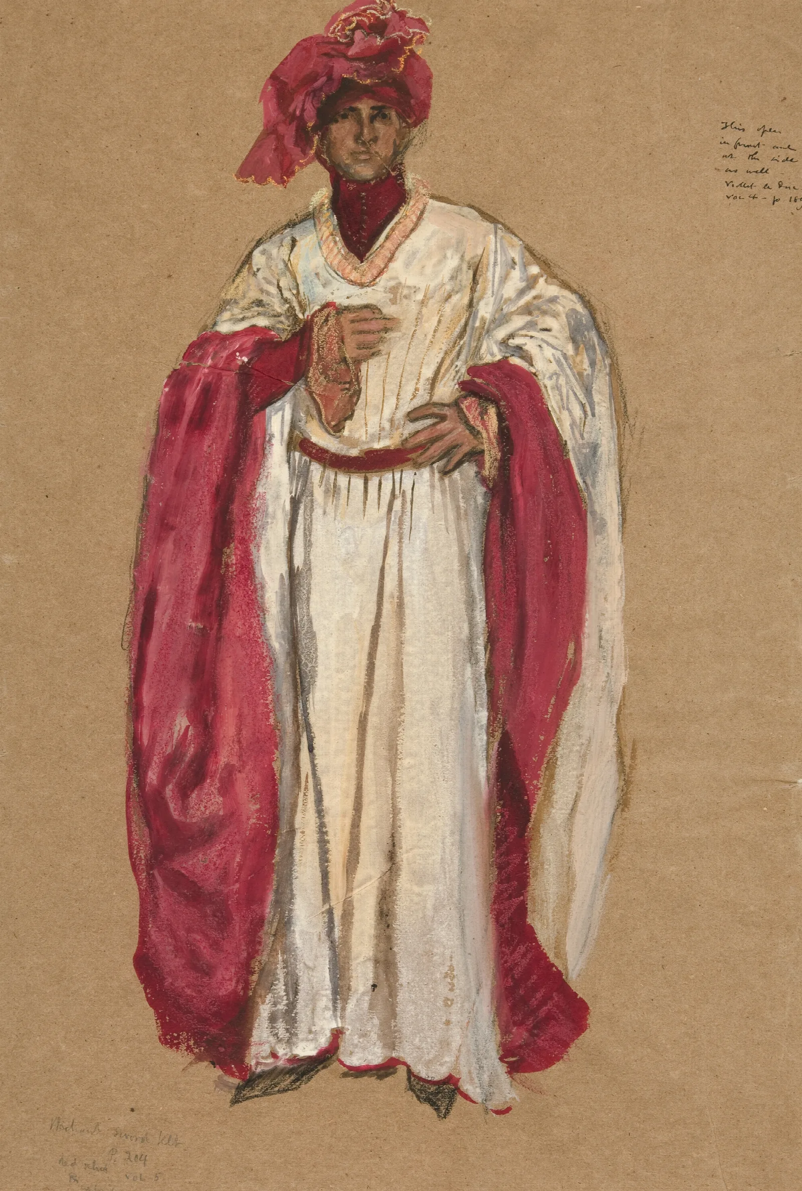 Unidentified Man In A Red Robe Costume Sketch For King Richard Ii Wall Art by Edwin Austin Abbey - Canvas Print