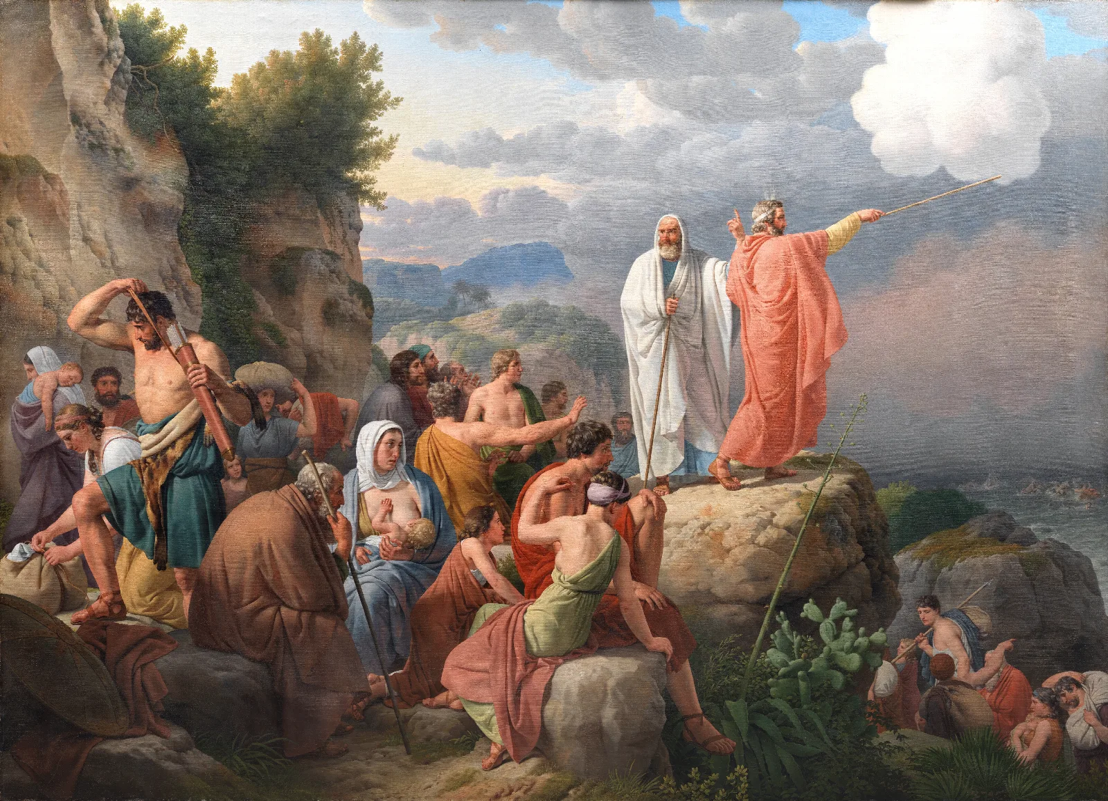 Moses Lader Det Rode Hav Vende Tilbage Og Faraos Haer Oversvommes Wall Art by Christoffer Wilhelm Eckersberg - Canvas Print