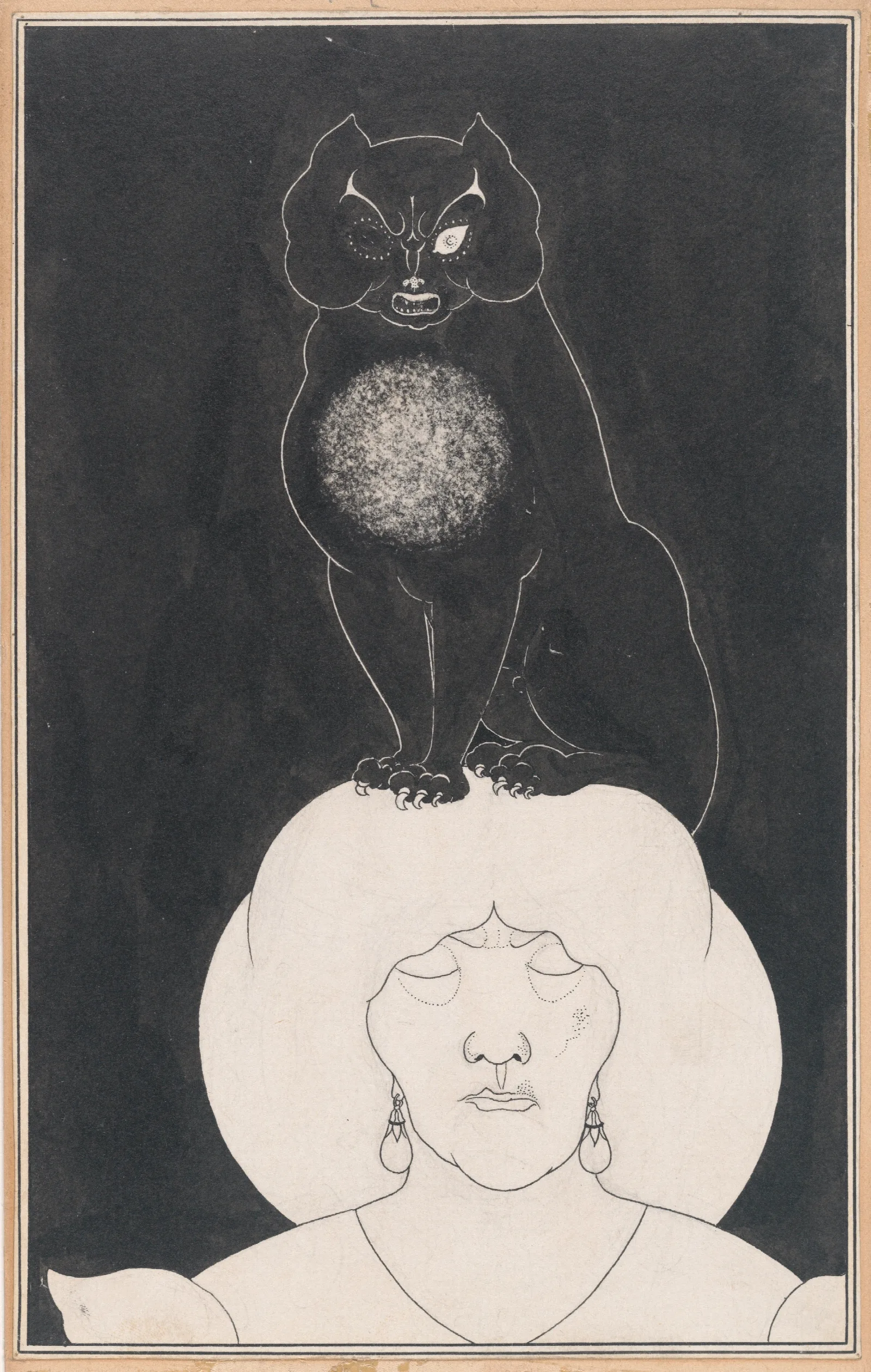 The Black Cat For Edgar Allan Poes Tales Of Mystery And The Imagination Wall Art by Aubrey Vincent Beardsley - Canvas Print