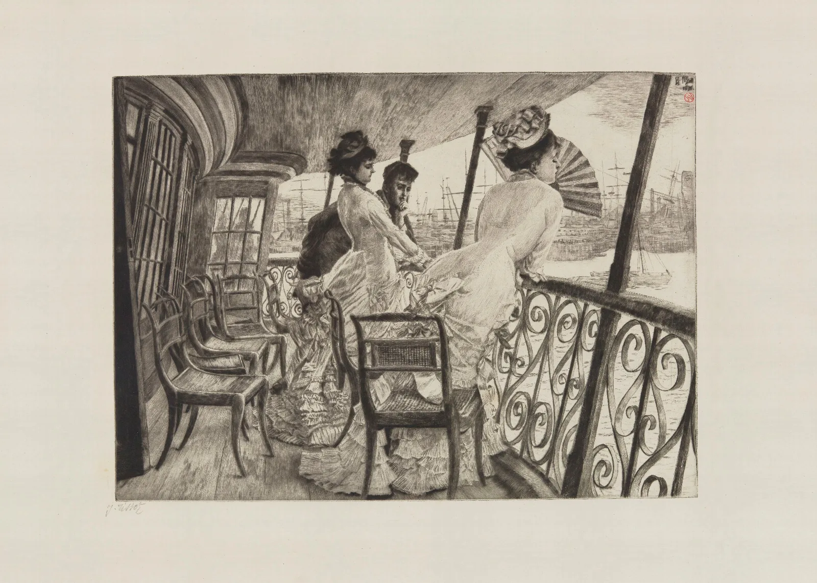 La Galerie Du Calcutta Souvenir Dun Bal A Bord Wall Art by James Tissot - Canvas Print