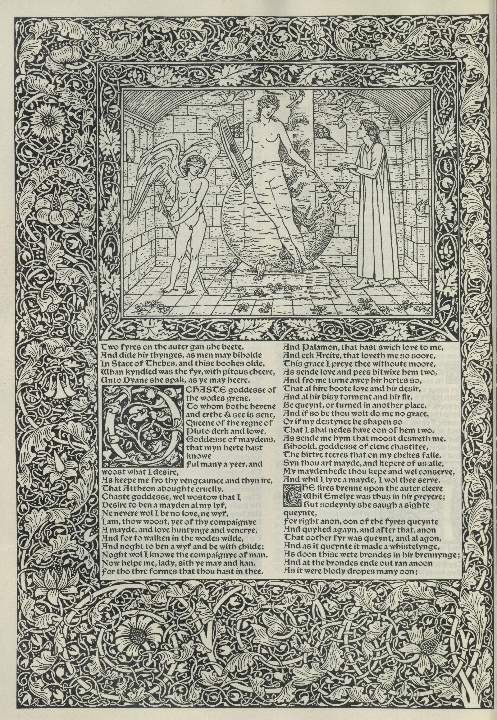 The Works Of Geoffrey Chaucer Pl 05 Wall Art by Sir Edward Coley Burne-Jones - Canvas Print