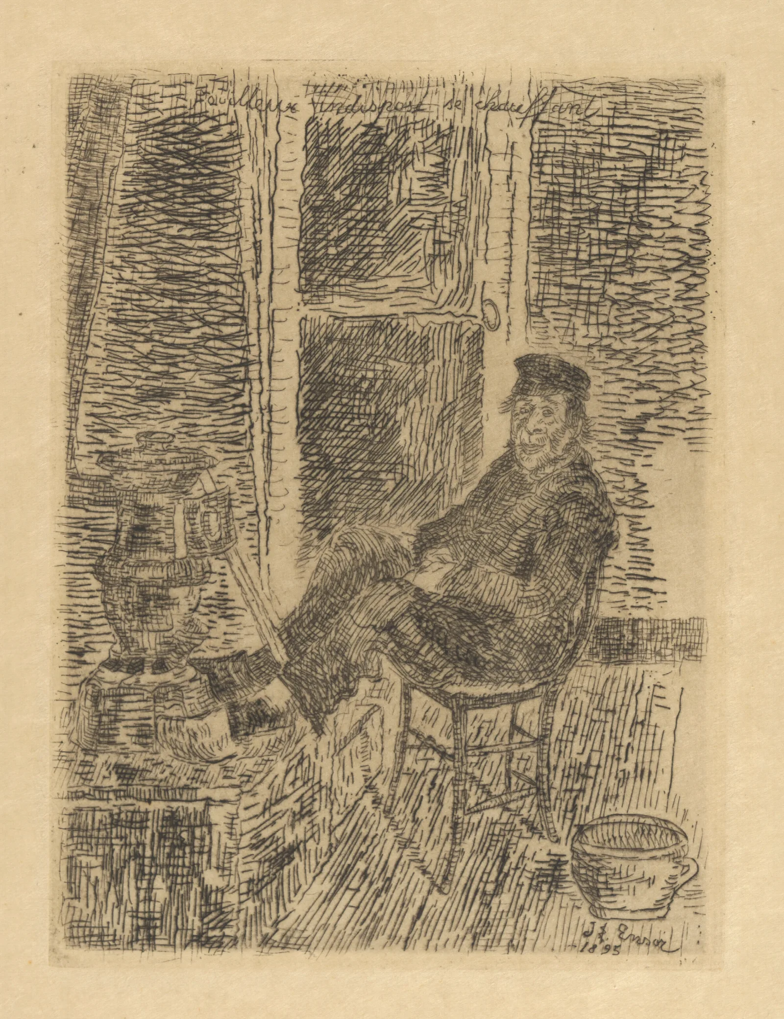 Zieke Luizenbos Bij De Kachel Wall Art by James Ensor - Canvas Print
