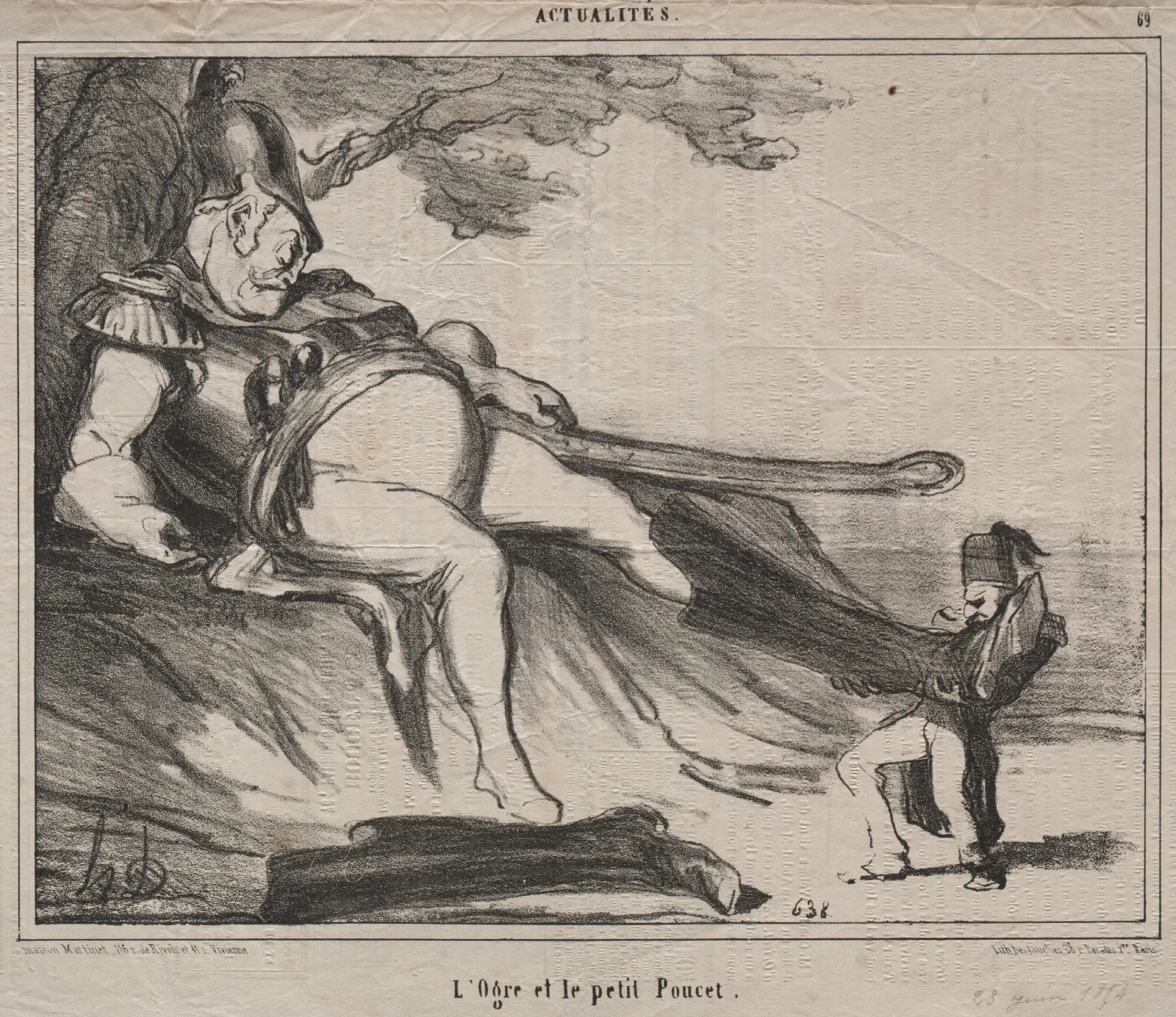 The Ogre And His Little Tom Thumb Wall Art by Honoré Daumier - Canvas Print