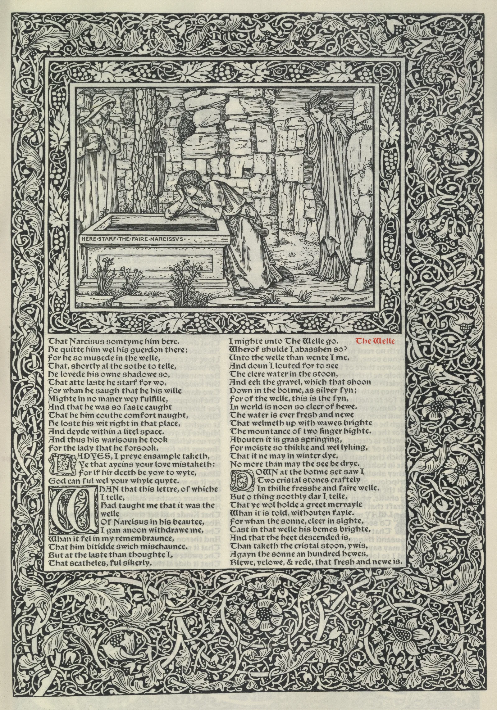 The Works Of Geoffrey Chaucer Pl 42 Wall Art by Sir Edward Coley Burne-Jones - Canvas Print