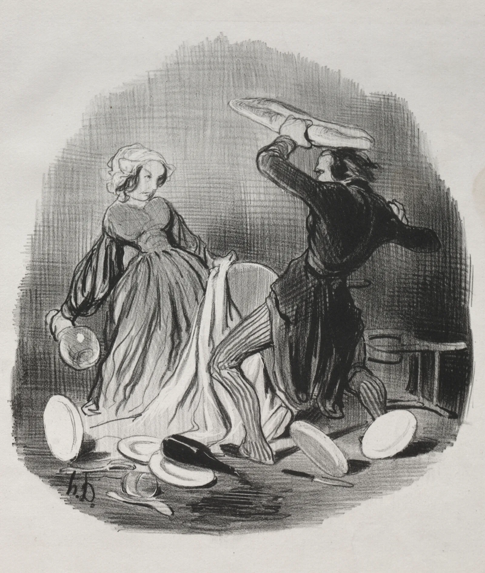 Ah You Think Your Wife Does Not Provide Enough For You Villain Wall Art by Honoré Daumier - Canvas Print
