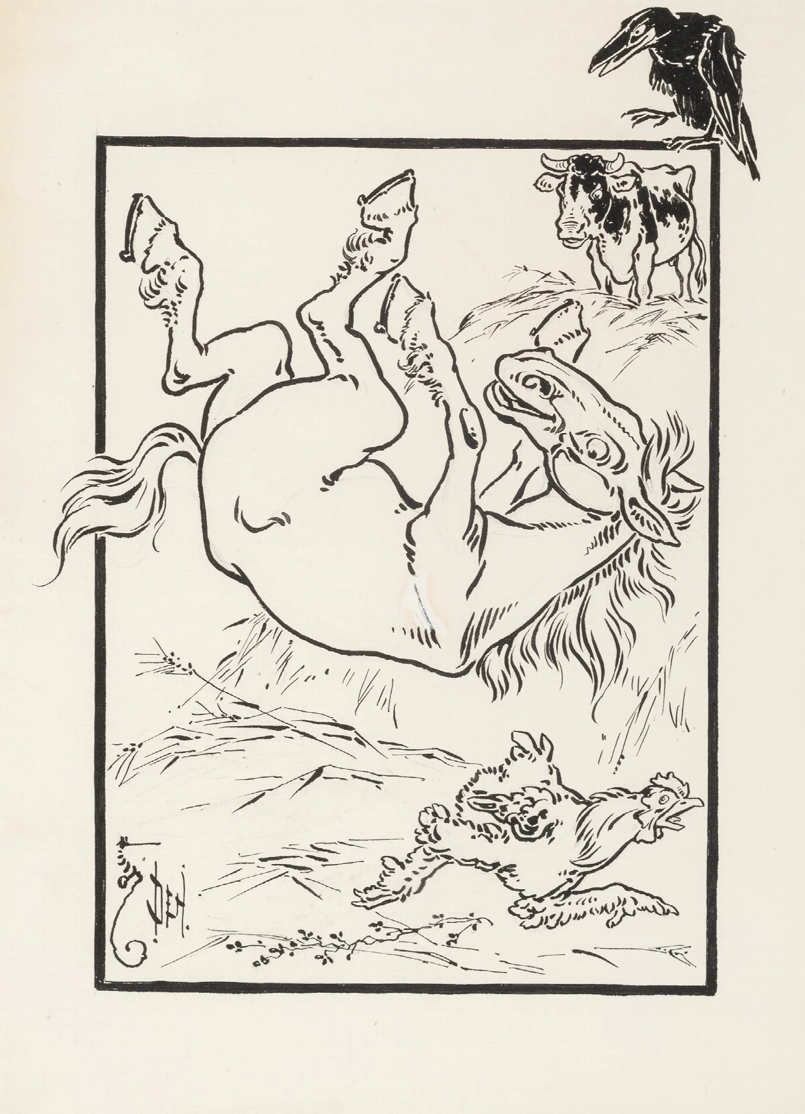 Chicken And The Horse Wall Art by William Wallace Denslow - Canvas Print