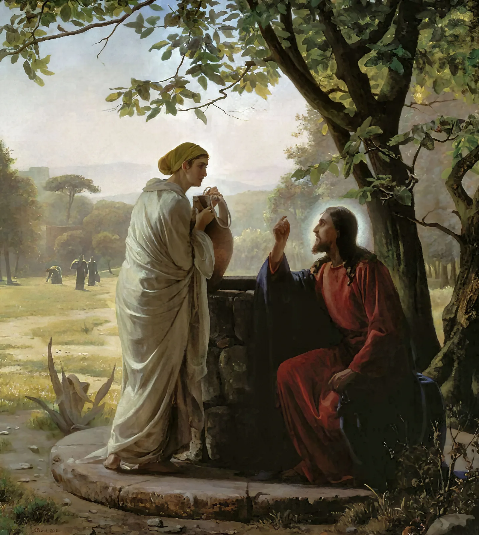 Woman At The Well Wall Art by Carl Bloch - Canvas Print