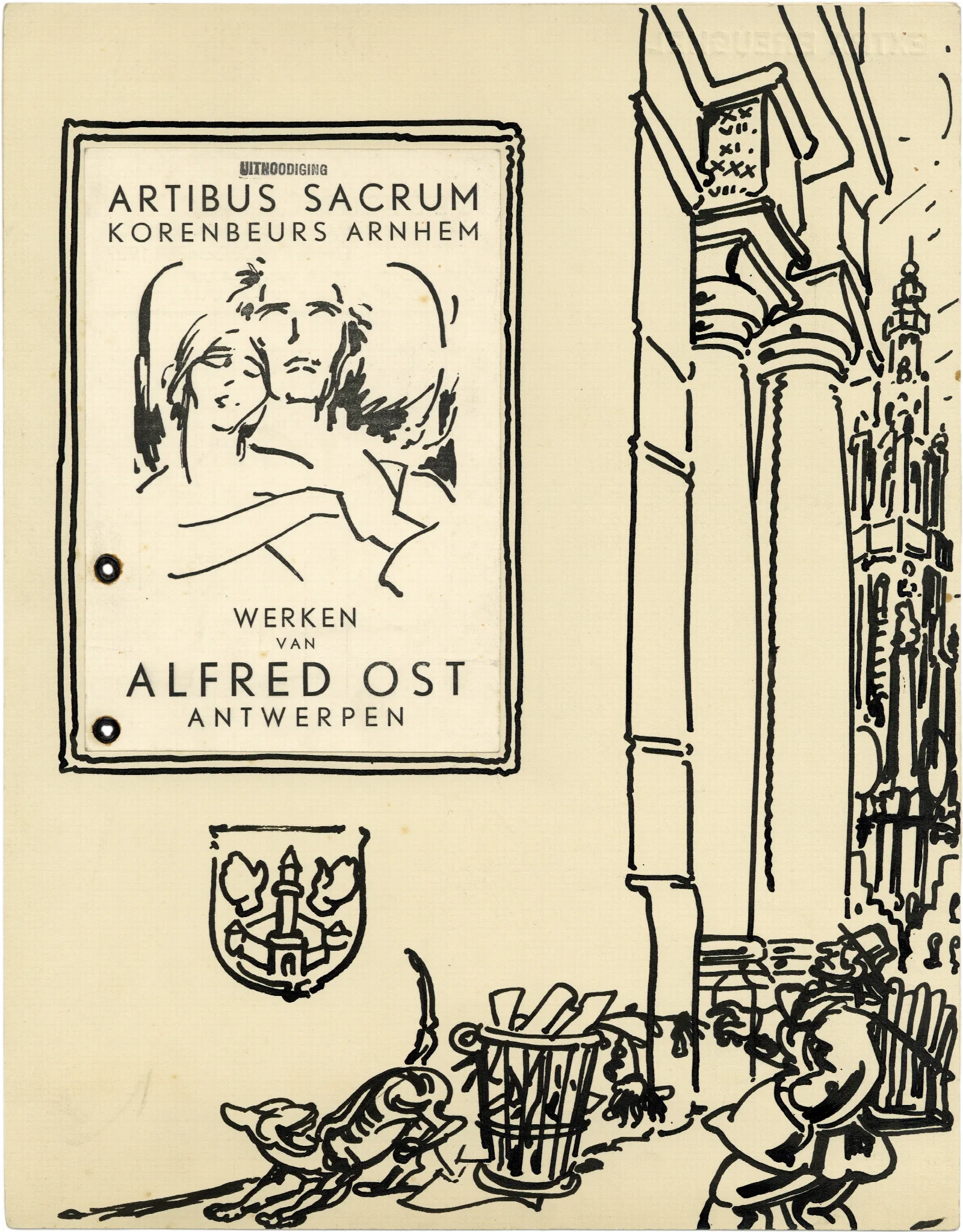 Uitnodiging Tentoonstelling Artibus Sacrum Arbhem Werken Van Alfred Ost Antwerpen Wall Art by Alfred Ost - Canvas Print